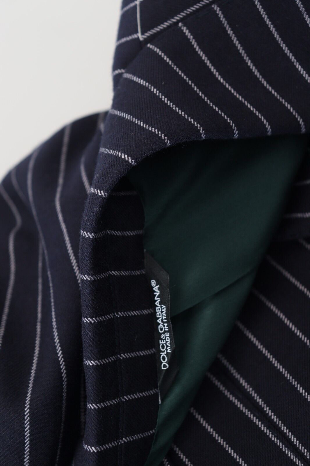 Blazer de lana de botonadura sencilla a rayas azul oscuro de Dolce & Gabbana-8