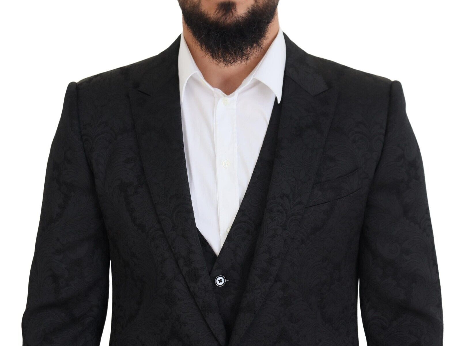 Dolce & Gabbana Black Floral Brocade 2-Piece MARTINI Suit-4