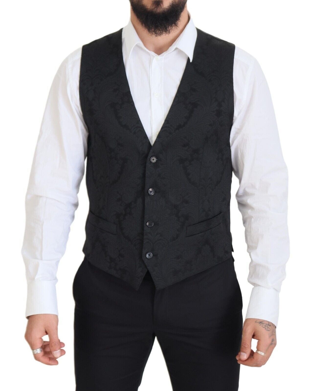Dolce & Gabbana Black Floral Brocade 2-Piece MARTINI Suit-7