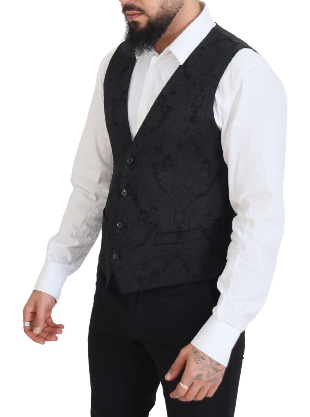 Dolce & Gabbana Black Floral Brocade 2-Piece MARTINI Suit-8
