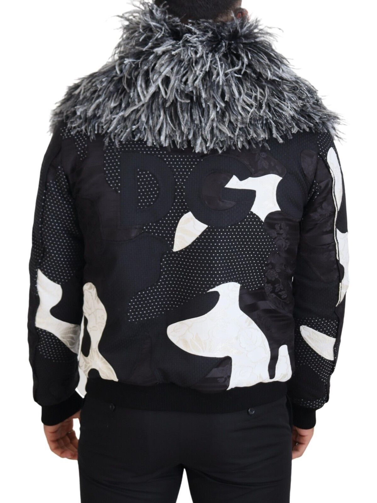 Dolce & Gabbana Black and White Fur Shearling Full Zip Jacket-3