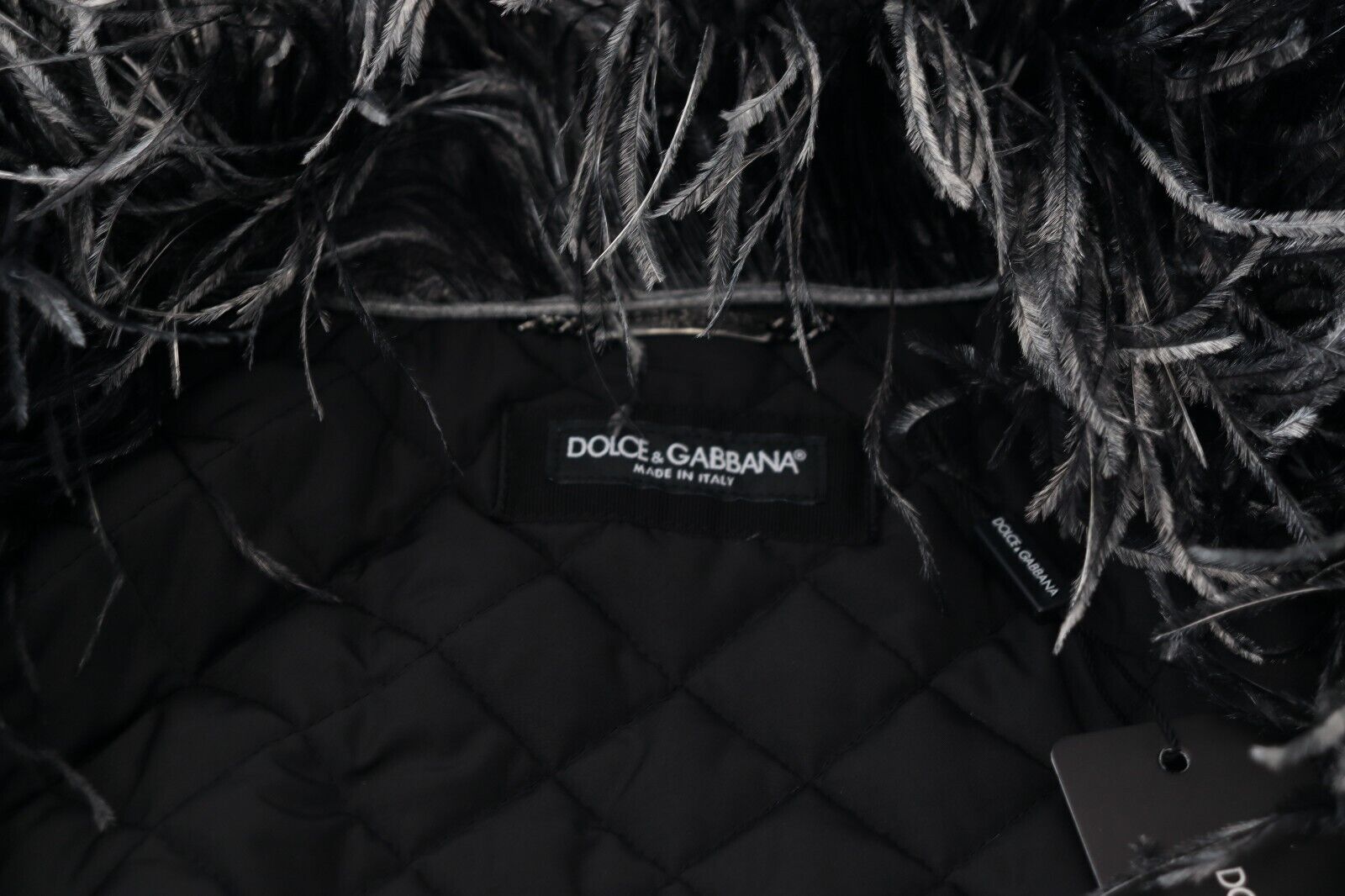 Dolce & Gabbana Black and White Fur Shearling Full Zip Jacket-7