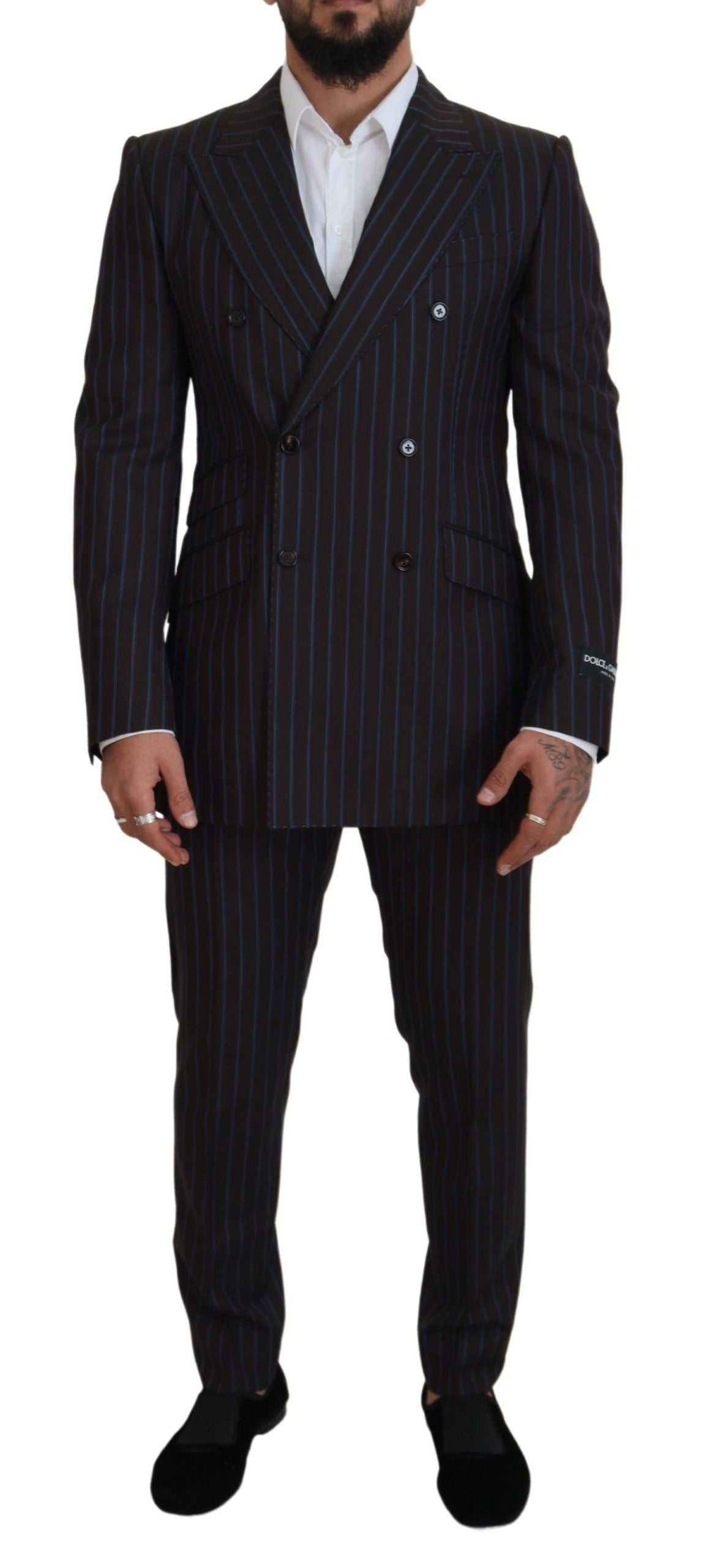 Dolce & Gabbana black striped wool suit, formal, 2-piece-1