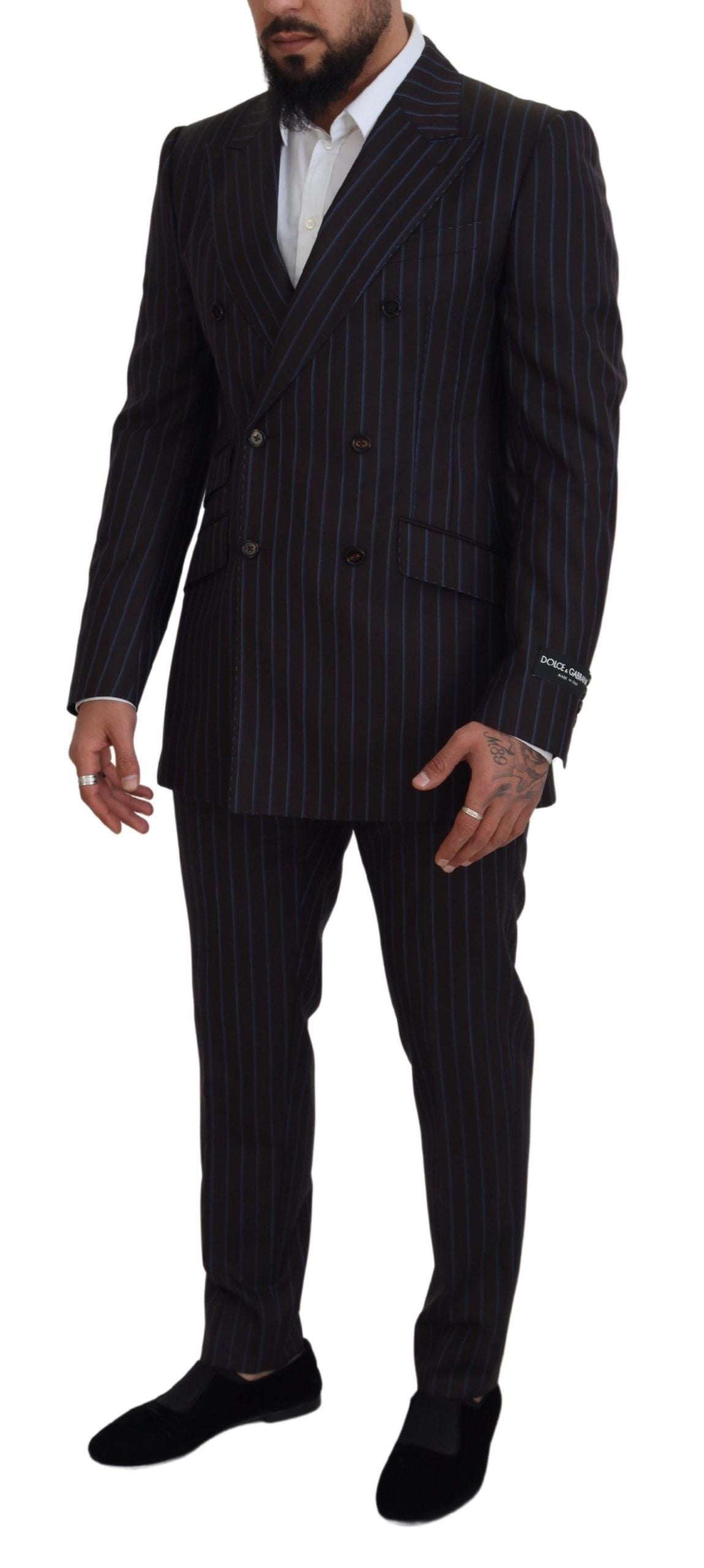 Dolce & Gabbana black striped wool suit, formal, 2-piece-2