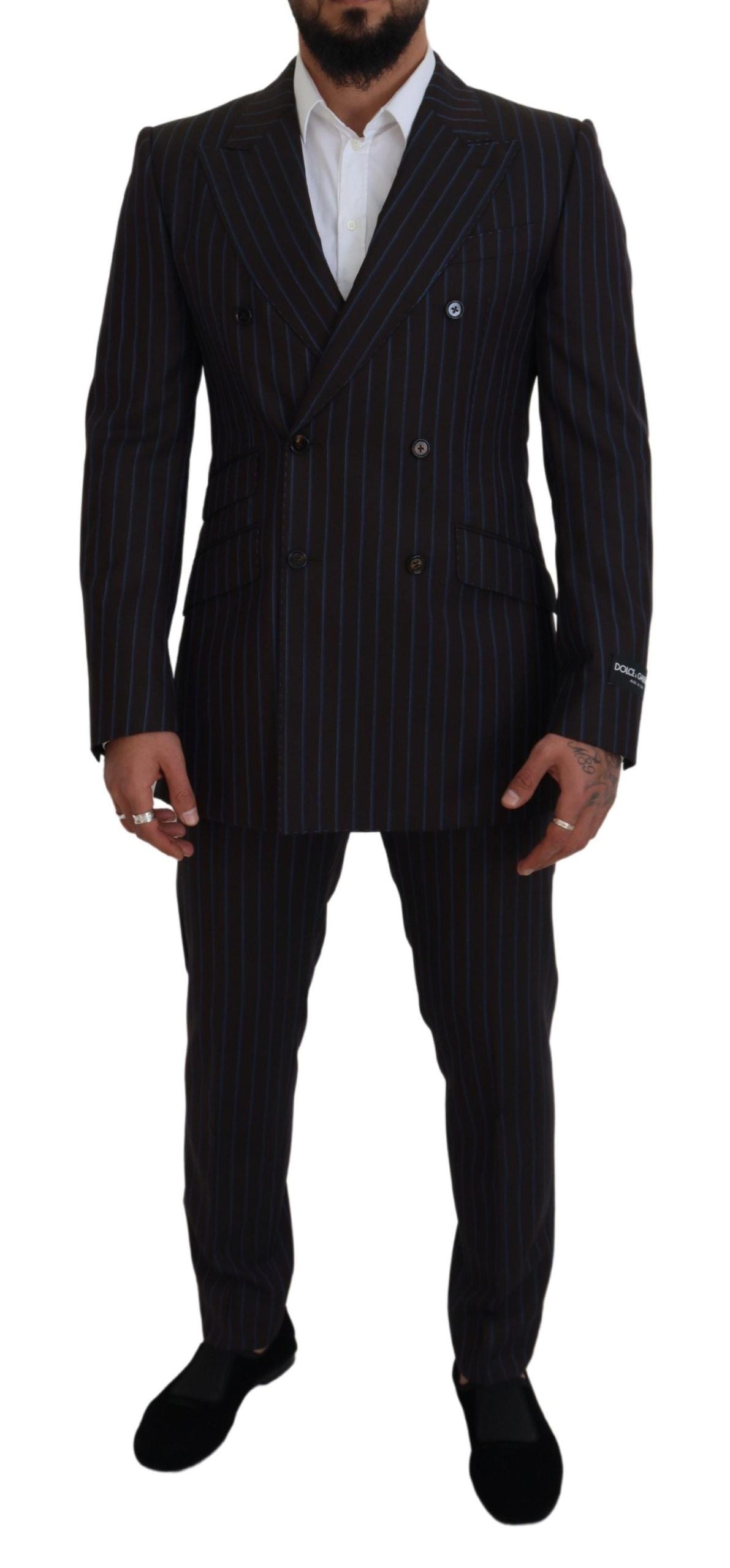 Dolce & Gabbana black striped wool suit, formal, 2-piece-5