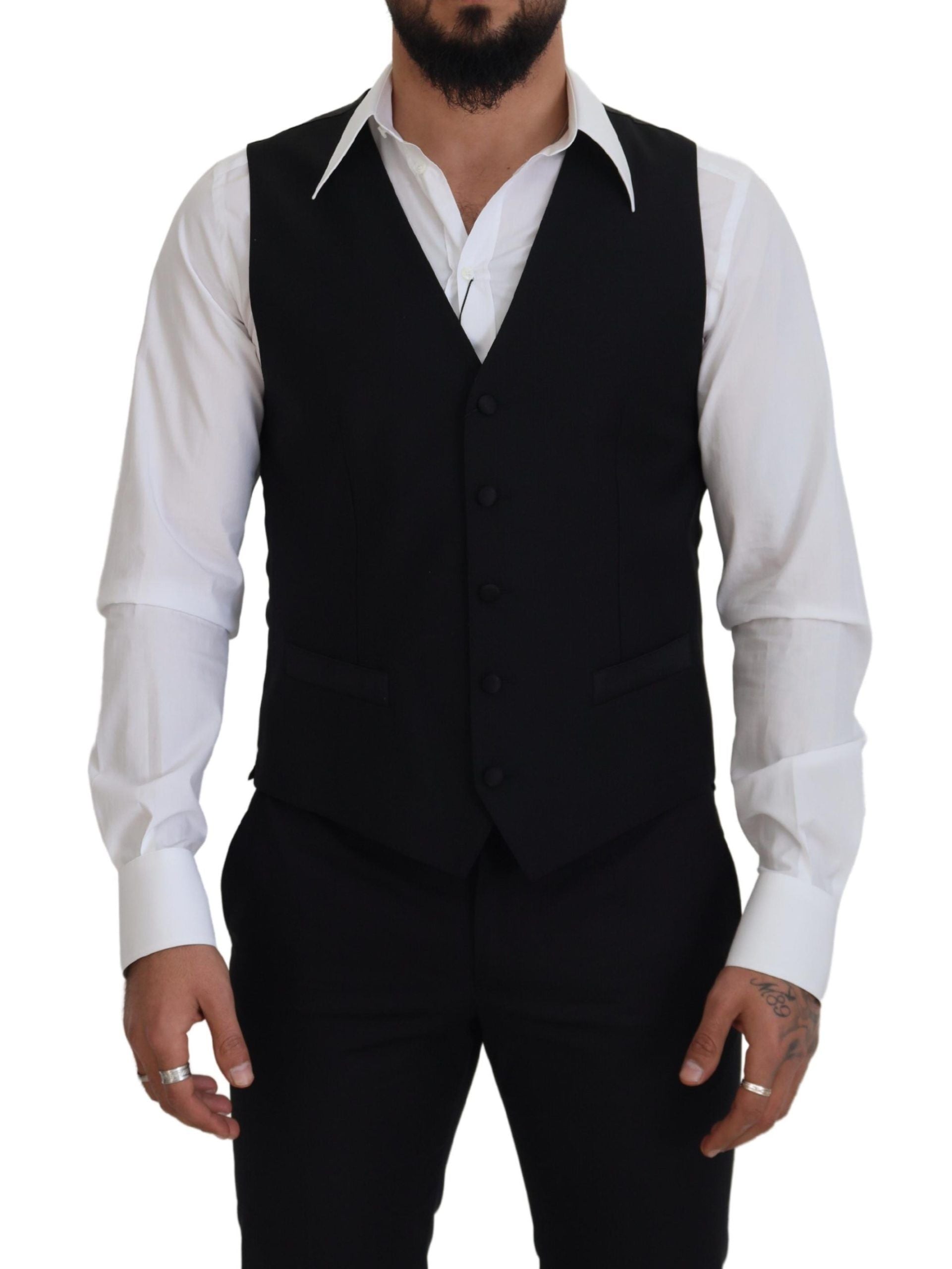 Dolce & Gabbana Schwarze Schurwollweste Formelle Anzugsweste-1