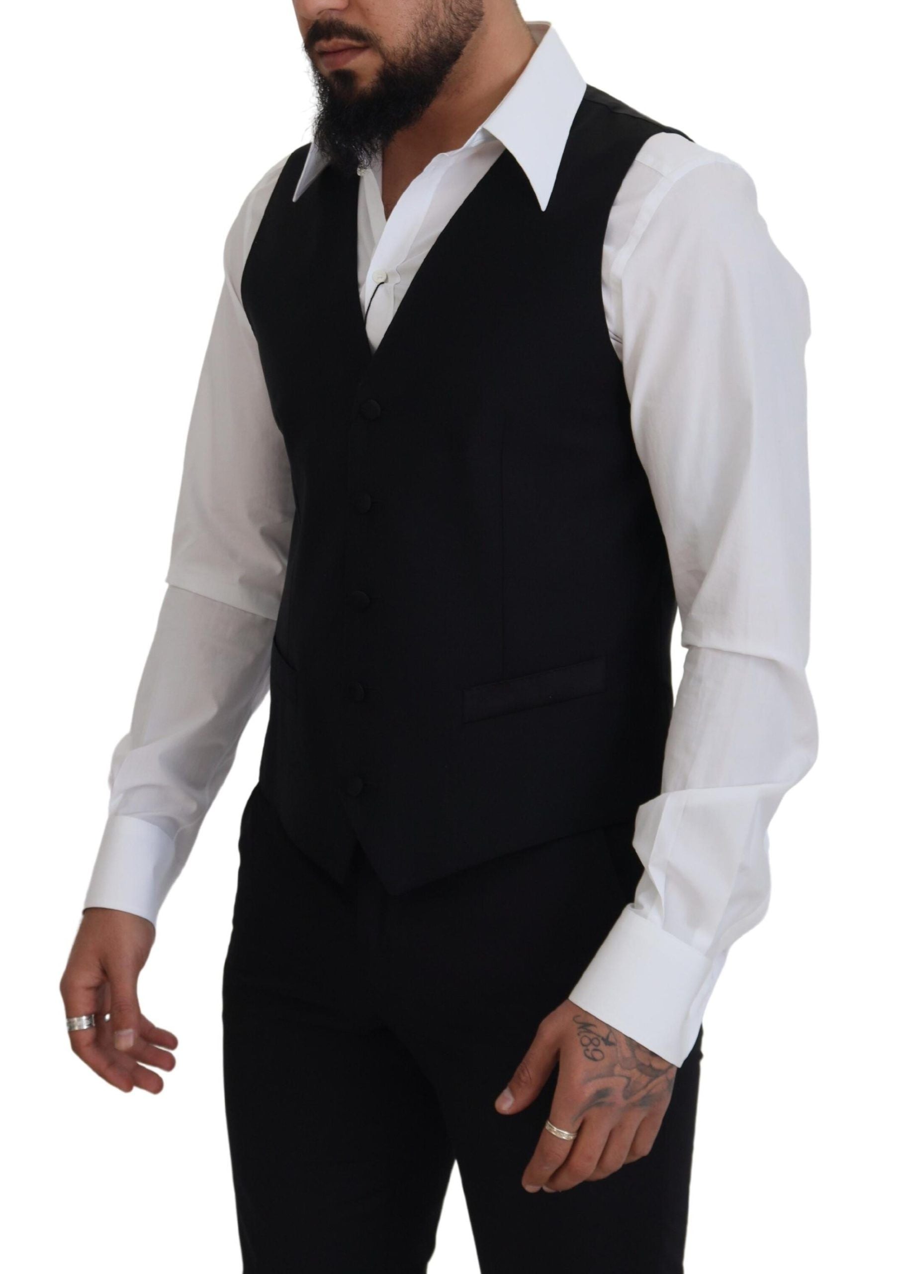 Dolce & Gabbana Schwarze Schurwollweste Formelle Anzugsweste-2