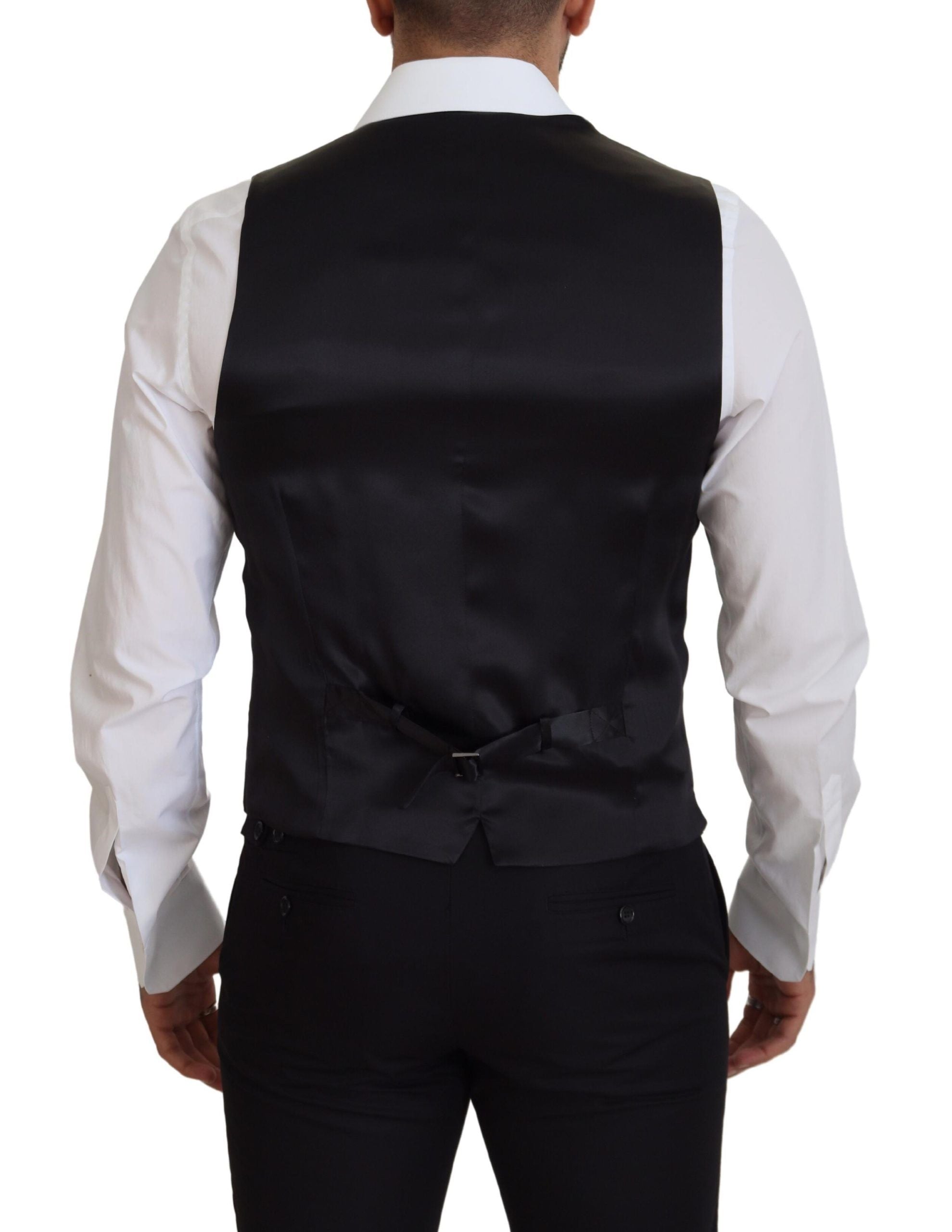 Dolce & Gabbana Schwarze Schurwollweste Formelle Anzugsweste-3