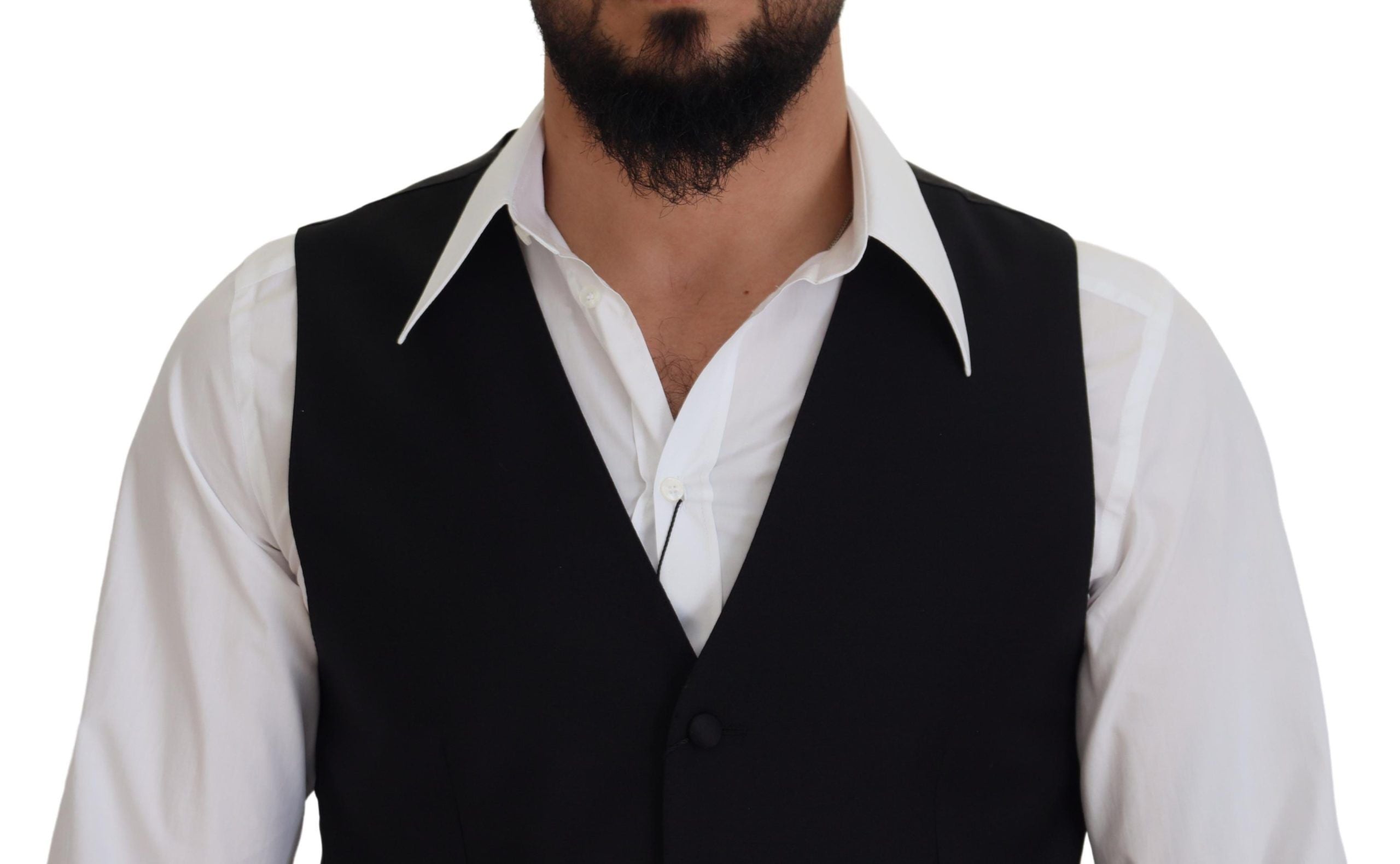 Dolce & Gabbana Schwarze Schurwollweste Formelle Anzugsweste-4