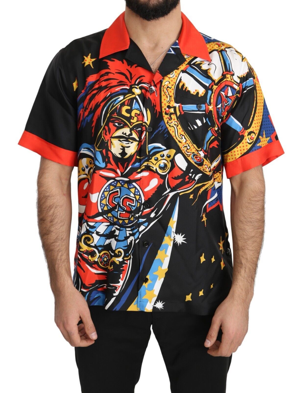 Dolce & Gabbana Multicolor Printed Short-Sleeved Casual Shirt-1