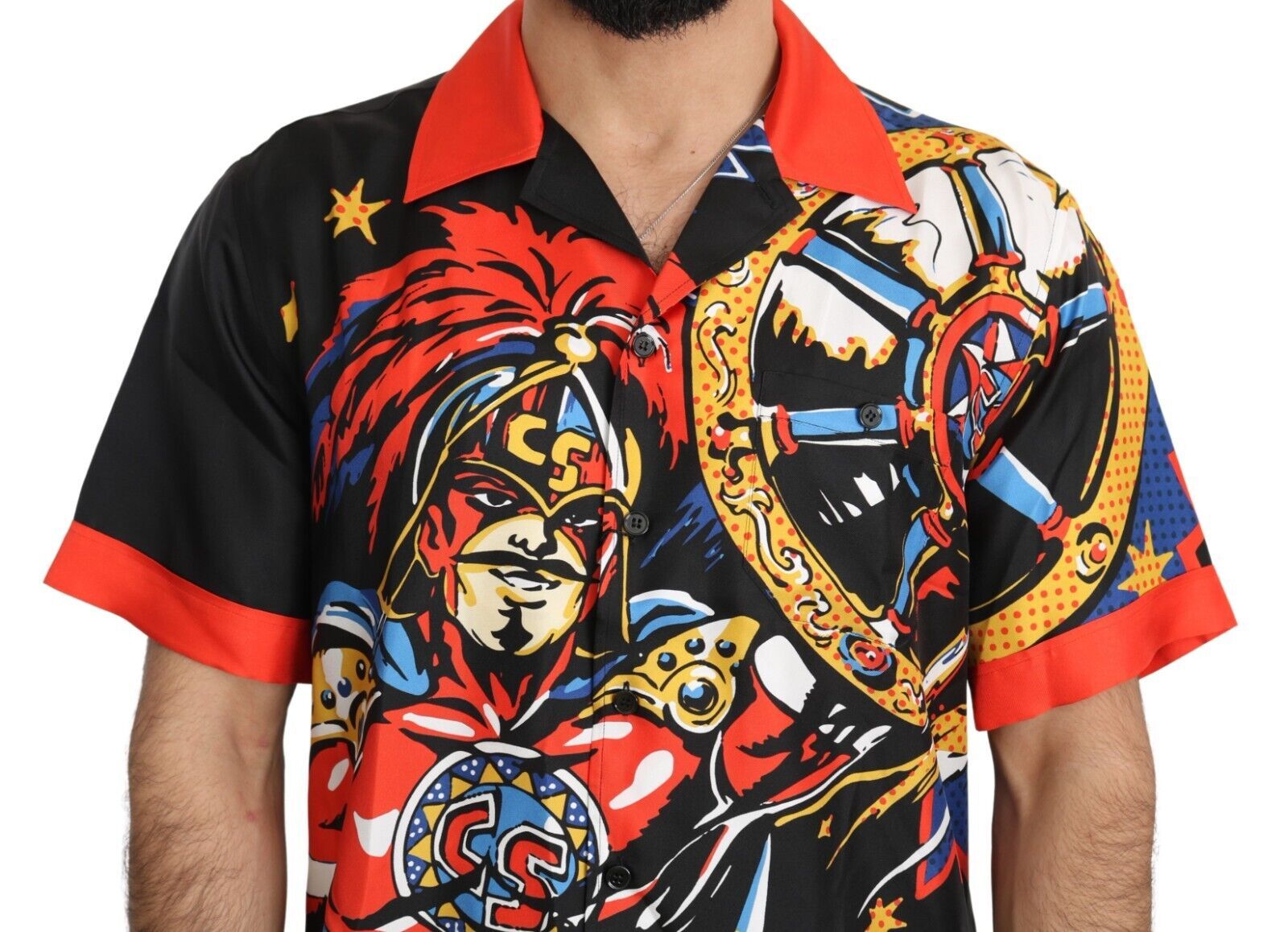 Dolce & Gabbana Multicolor Printed Short-Sleeved Casual Shirt-4