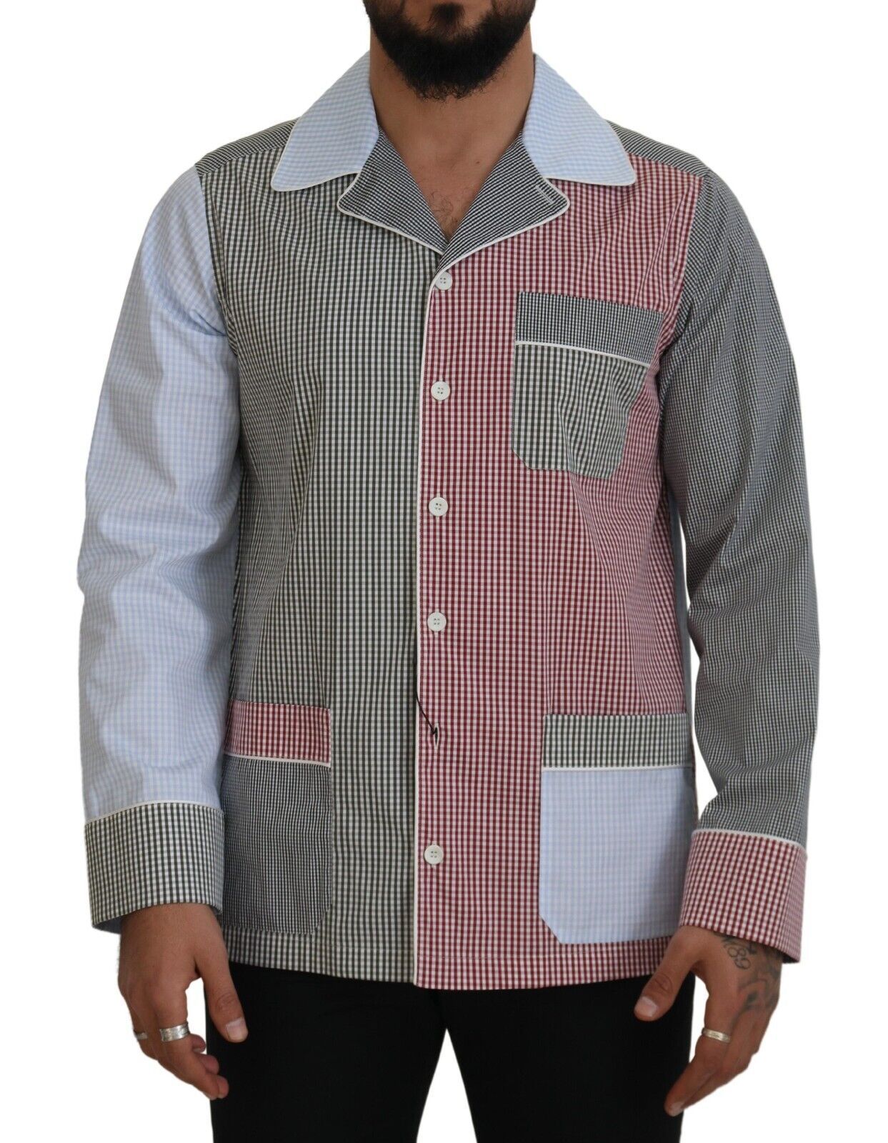 Dolce & Gabbana Multicolor Patchwork Cotton Long Sleeve Shirt-1