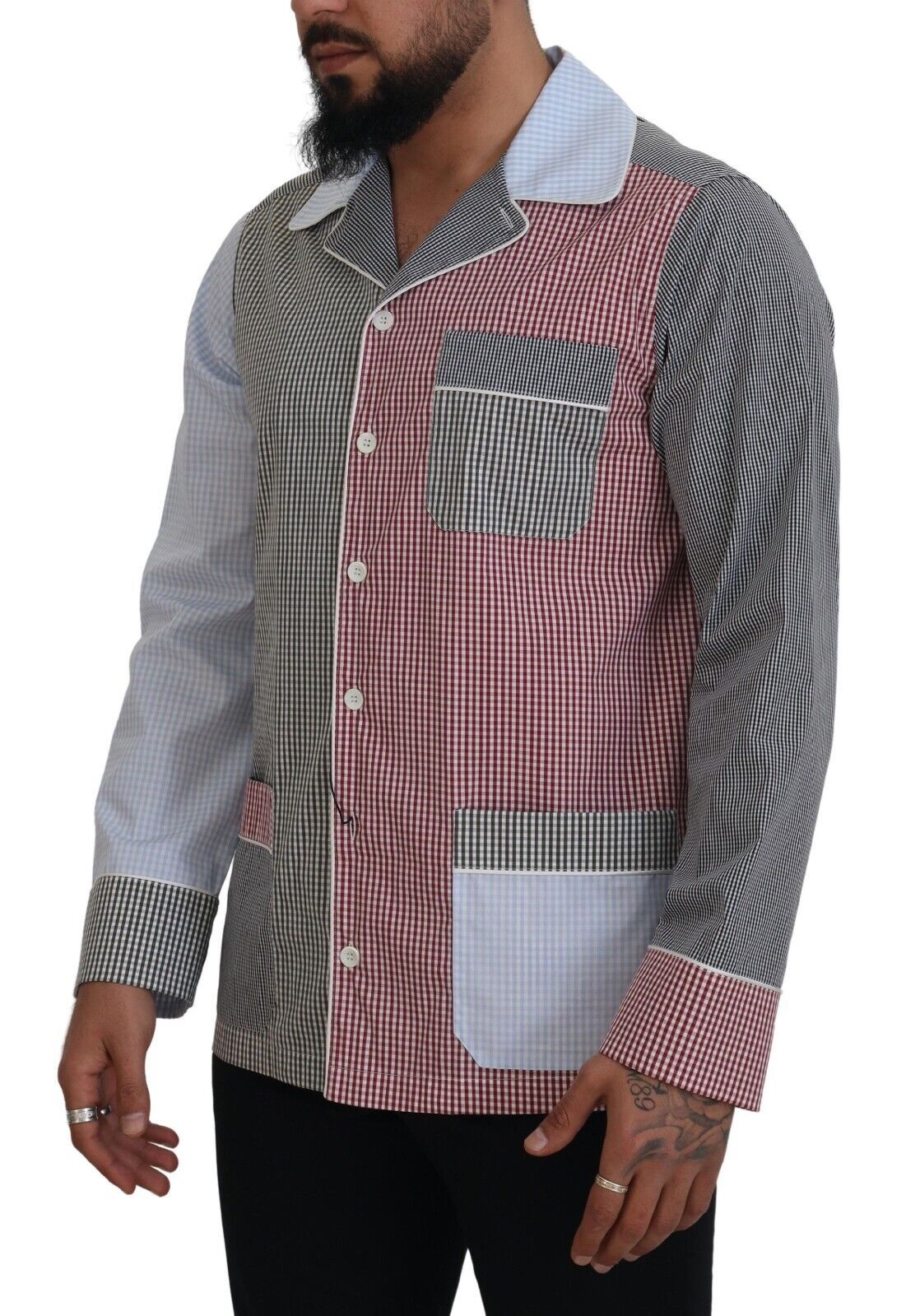 Dolce & Gabbana Multicolor Patchwork Cotton Long Sleeve Shirt-2