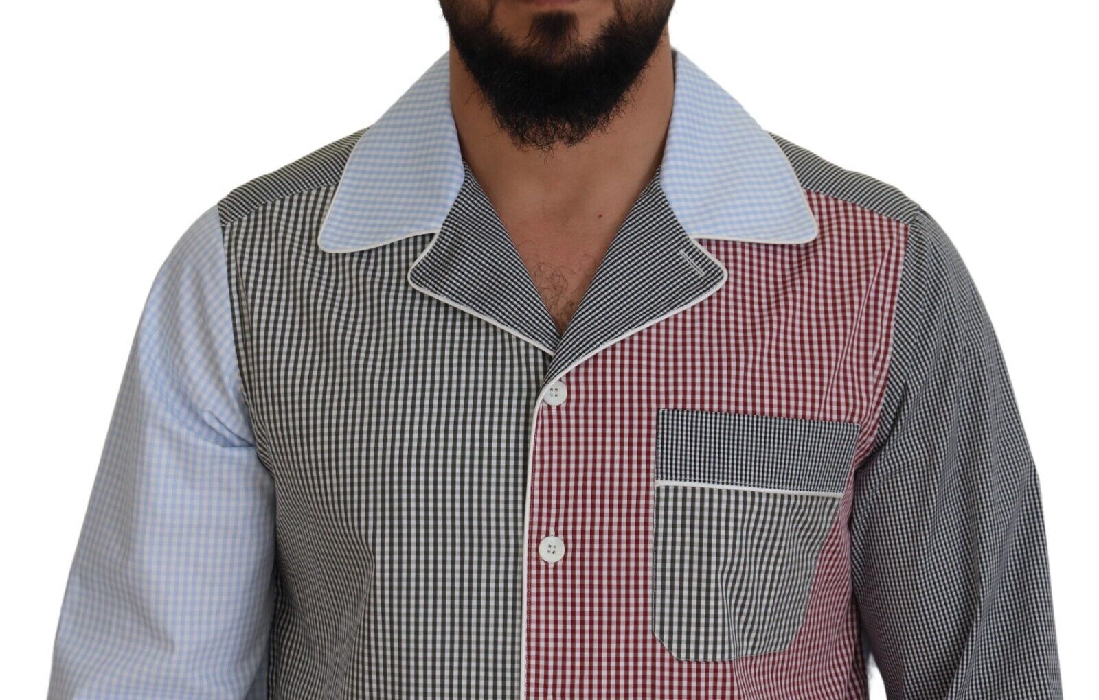 Dolce & Gabbana Multicolor Patchwork Cotton Long Sleeve Shirt-4