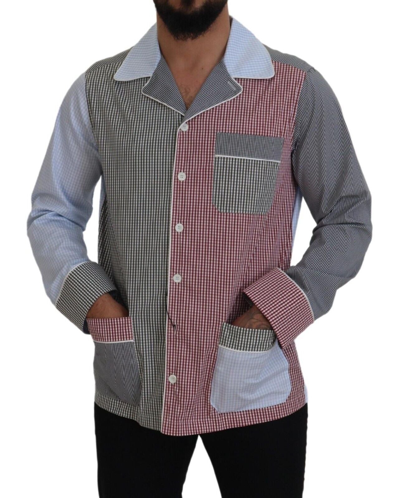Dolce & Gabbana Multicolor Patchwork Cotton Long Sleeve Shirt-5