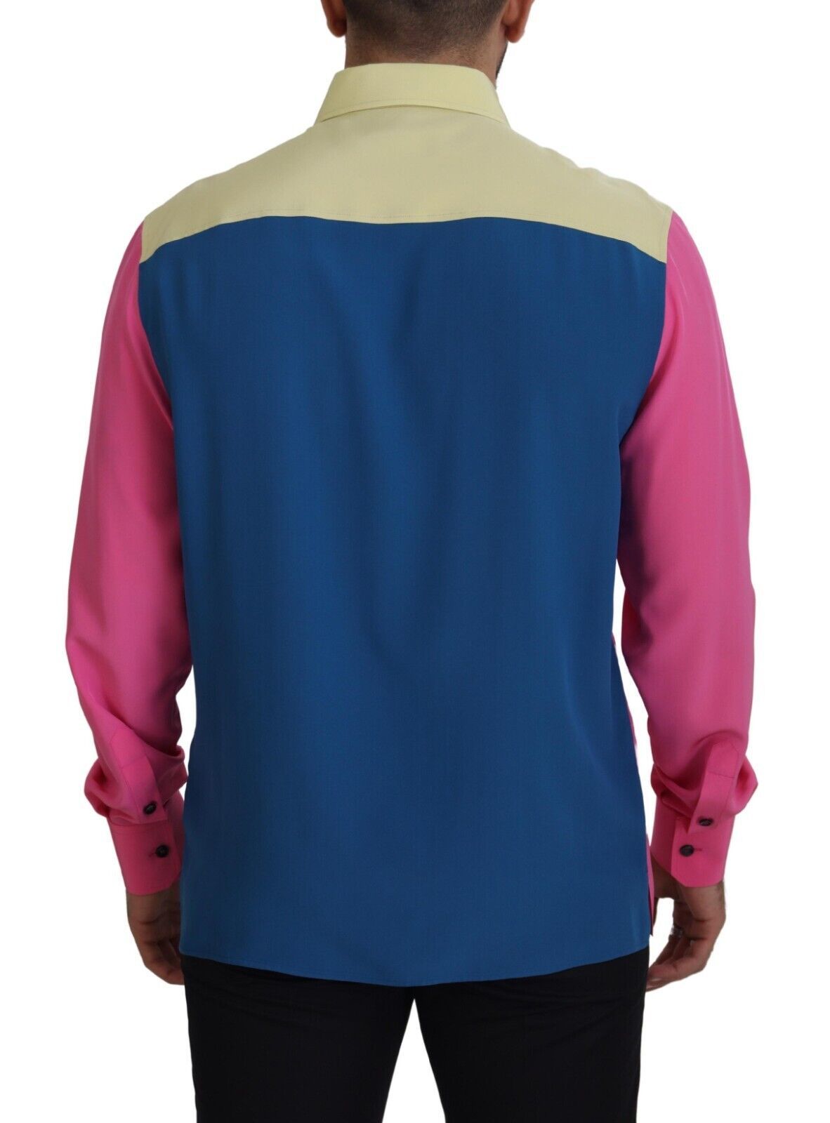 Dolce & Gabbana Multicolor Patchwork Silk Shirt with Button Placket-3