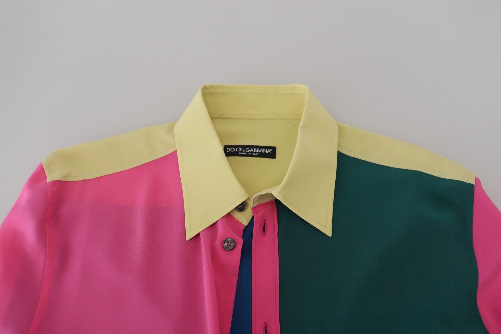 Dolce & Gabbana Multicolor Patchwork Silk Shirt with Button Placket-6