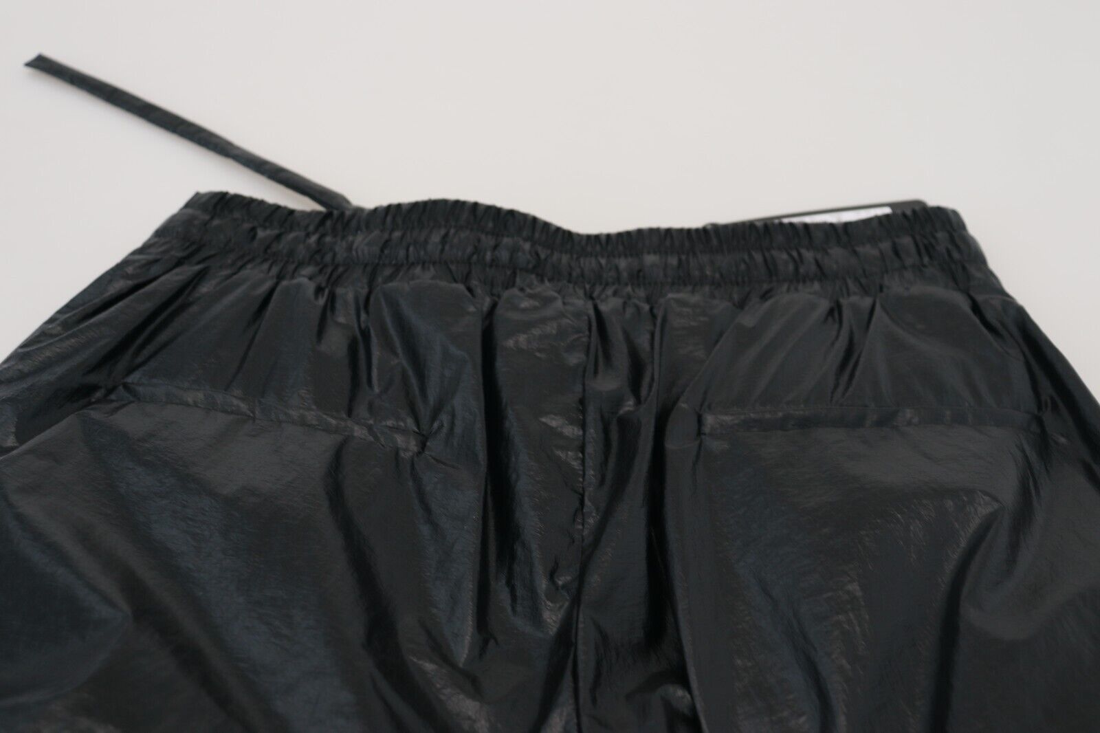 Dolce & Gabbana Schwarze glänzende Kordelzughose Nylonhose-5