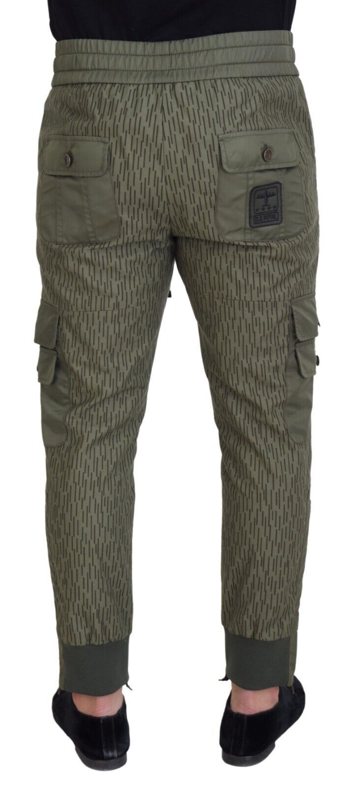Dolce & Gabbana Green Striped Cargo Trousers with Zip Leg Men's Trousers-3