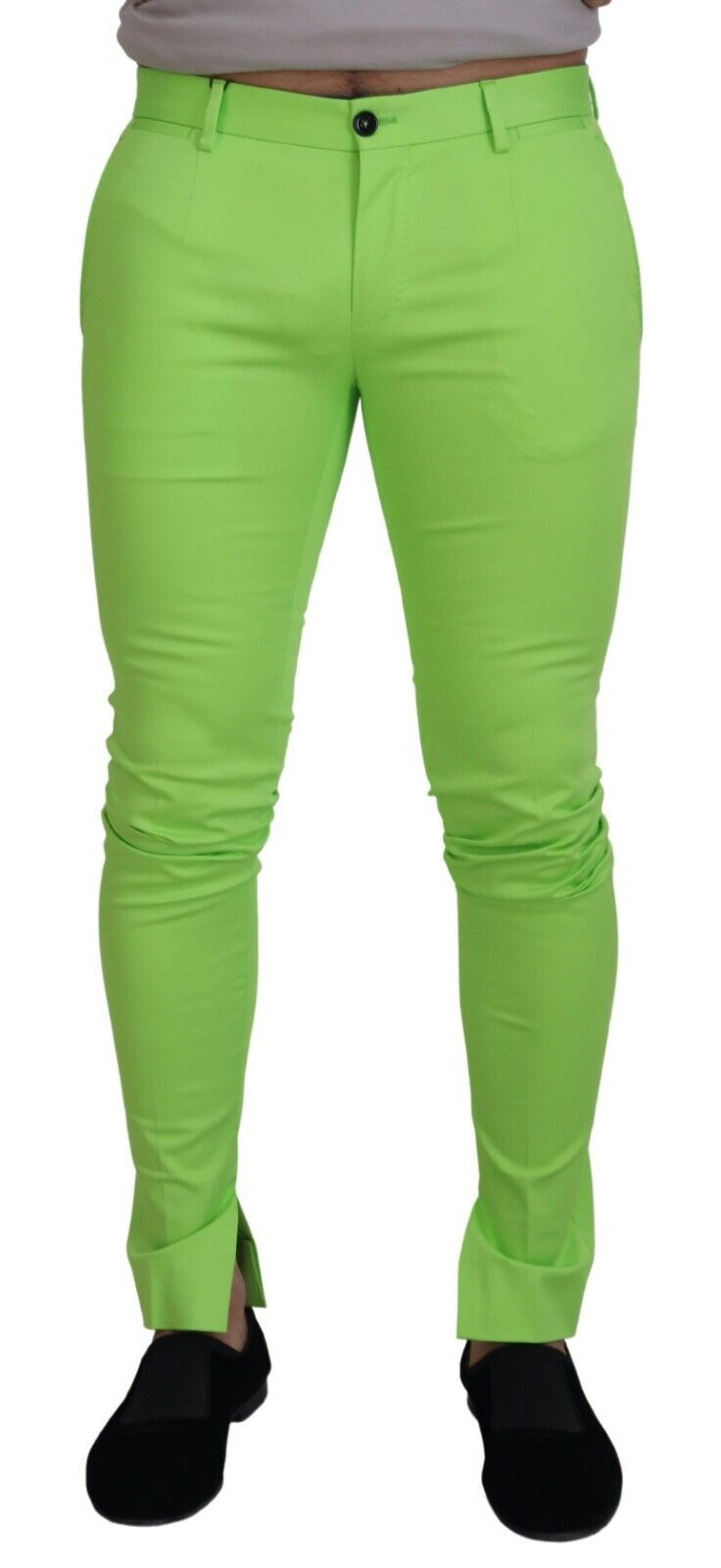 Dolce & Gabbana Light Green Cotton Skinny Men's Trousers-1