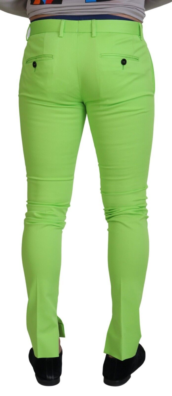 Dolce & Gabbana Light Green Cotton Skinny Men's Trousers-2