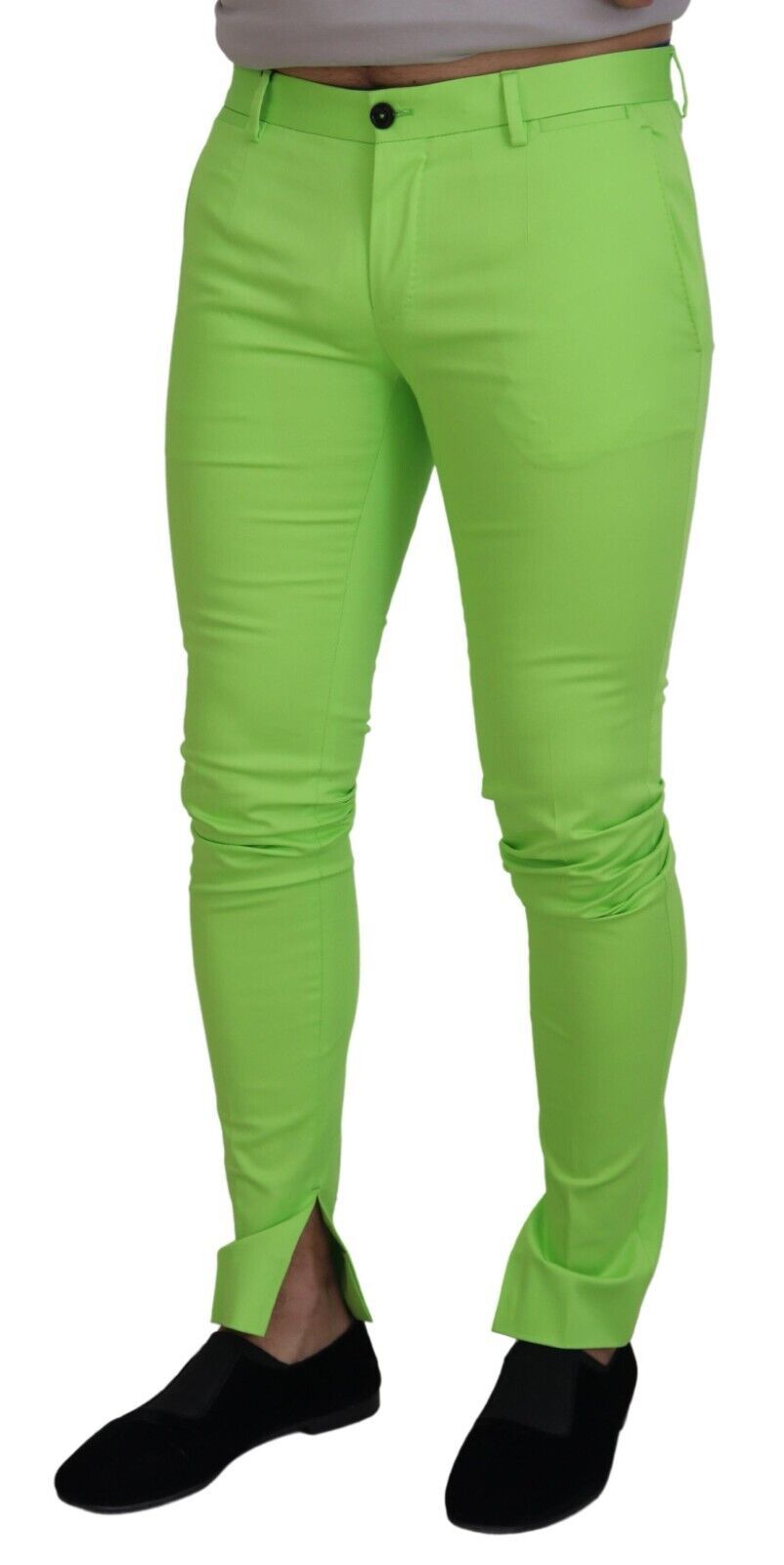 Dolce & Gabbana Light Green Cotton Skinny Men's Trousers-5