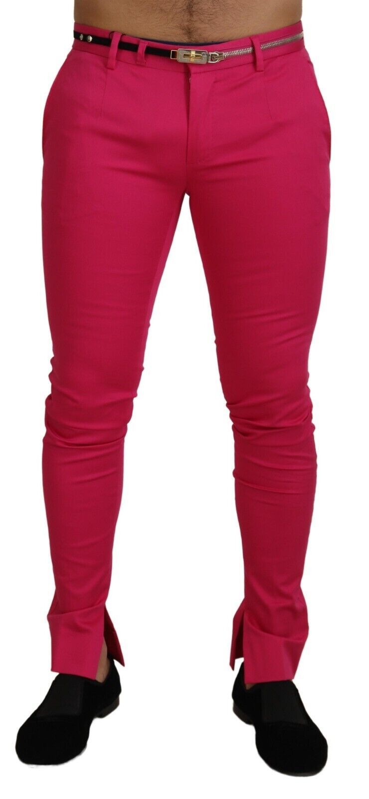 Dolce & Gabbana Pink Zipper Buckle Waist Trousers-1