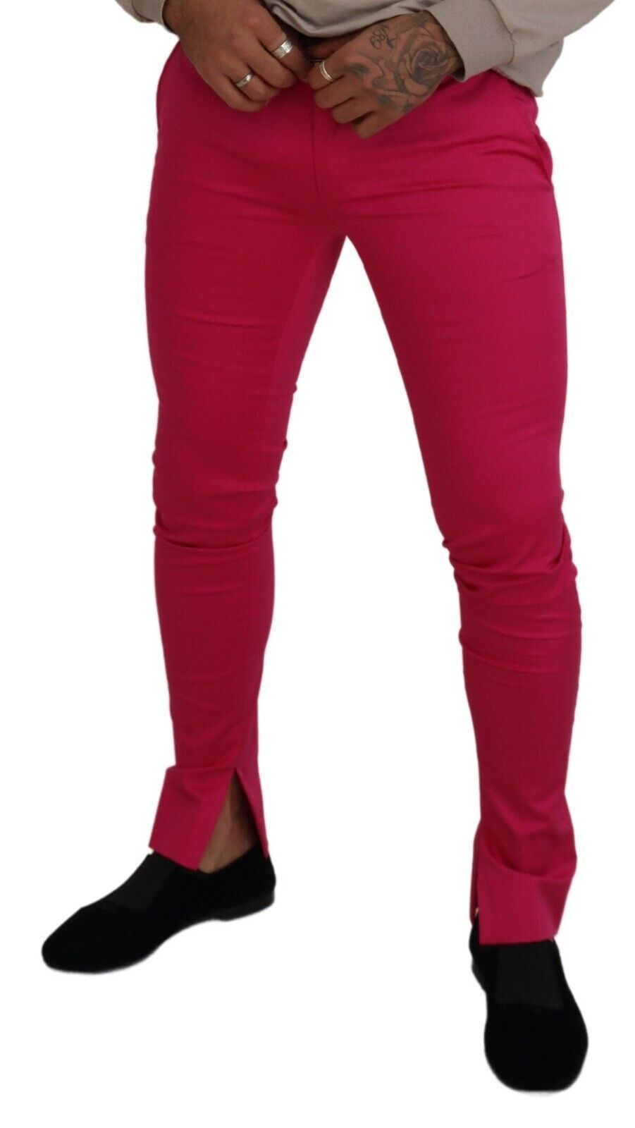Dolce & Gabbana Pink Zipper Buckle Waist Trousers-4