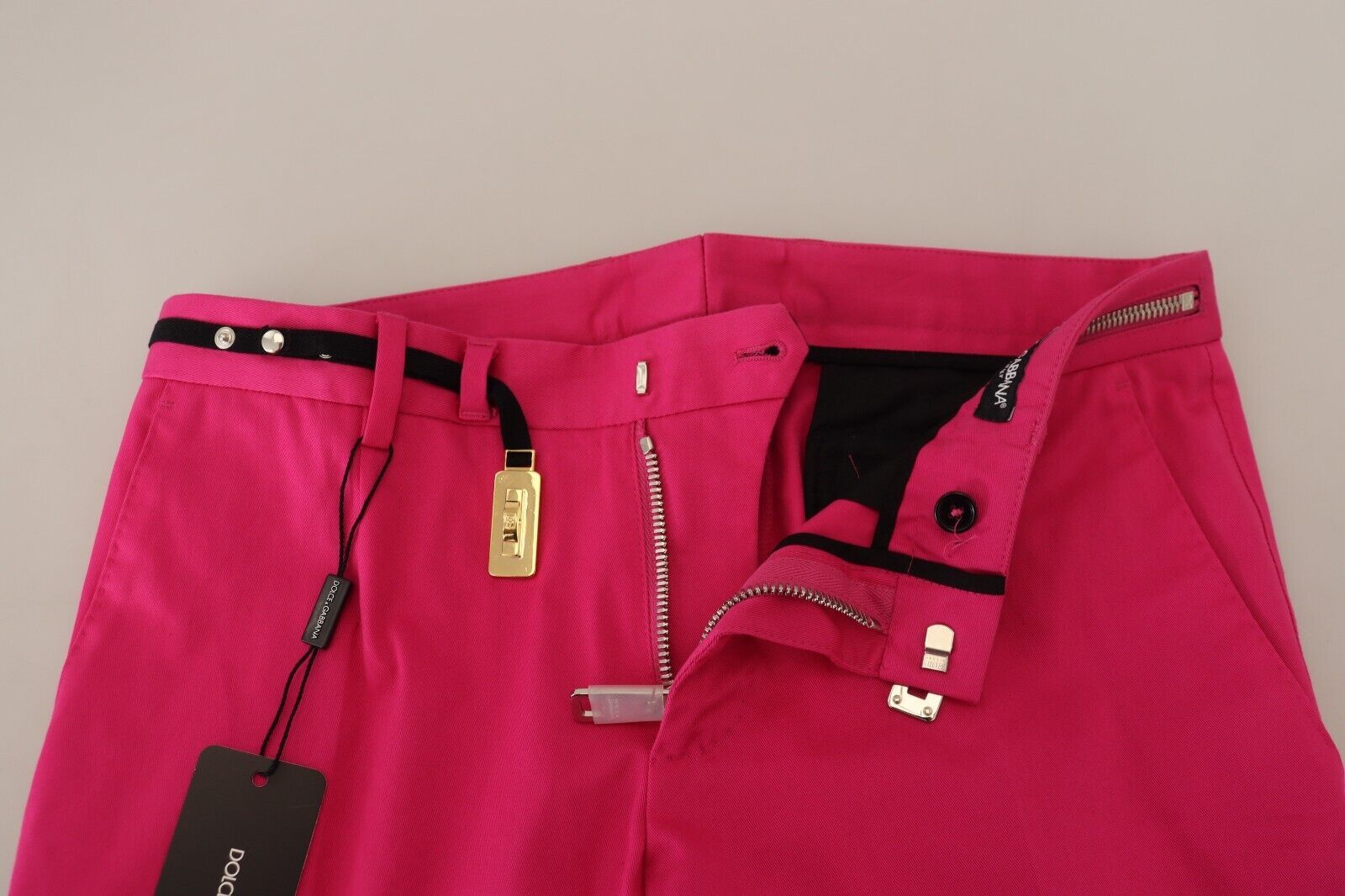 Dolce & Gabbana Pink Zipper Buckle Waist Trousers-5