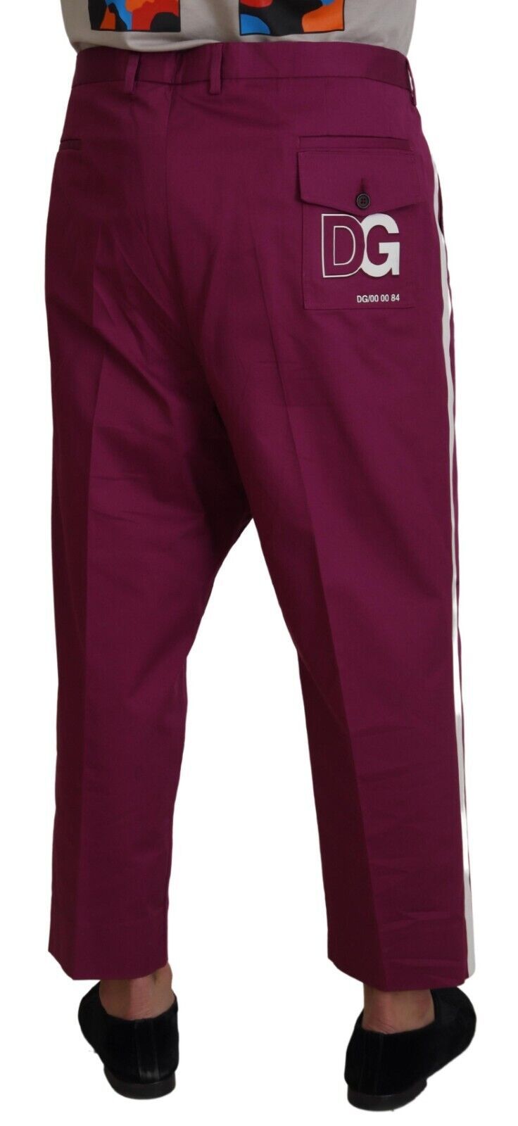 Dolce & Gabbana magenta DG logo pocket trousers in cotton-3