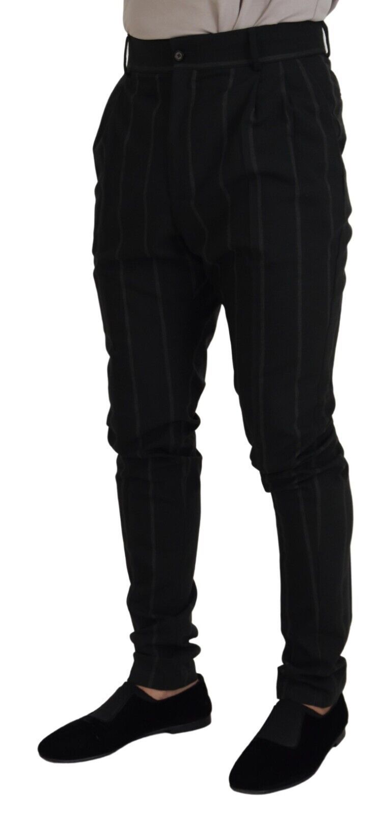 Dolce & Gabbana Black striped men's trousers cotton trousers-2