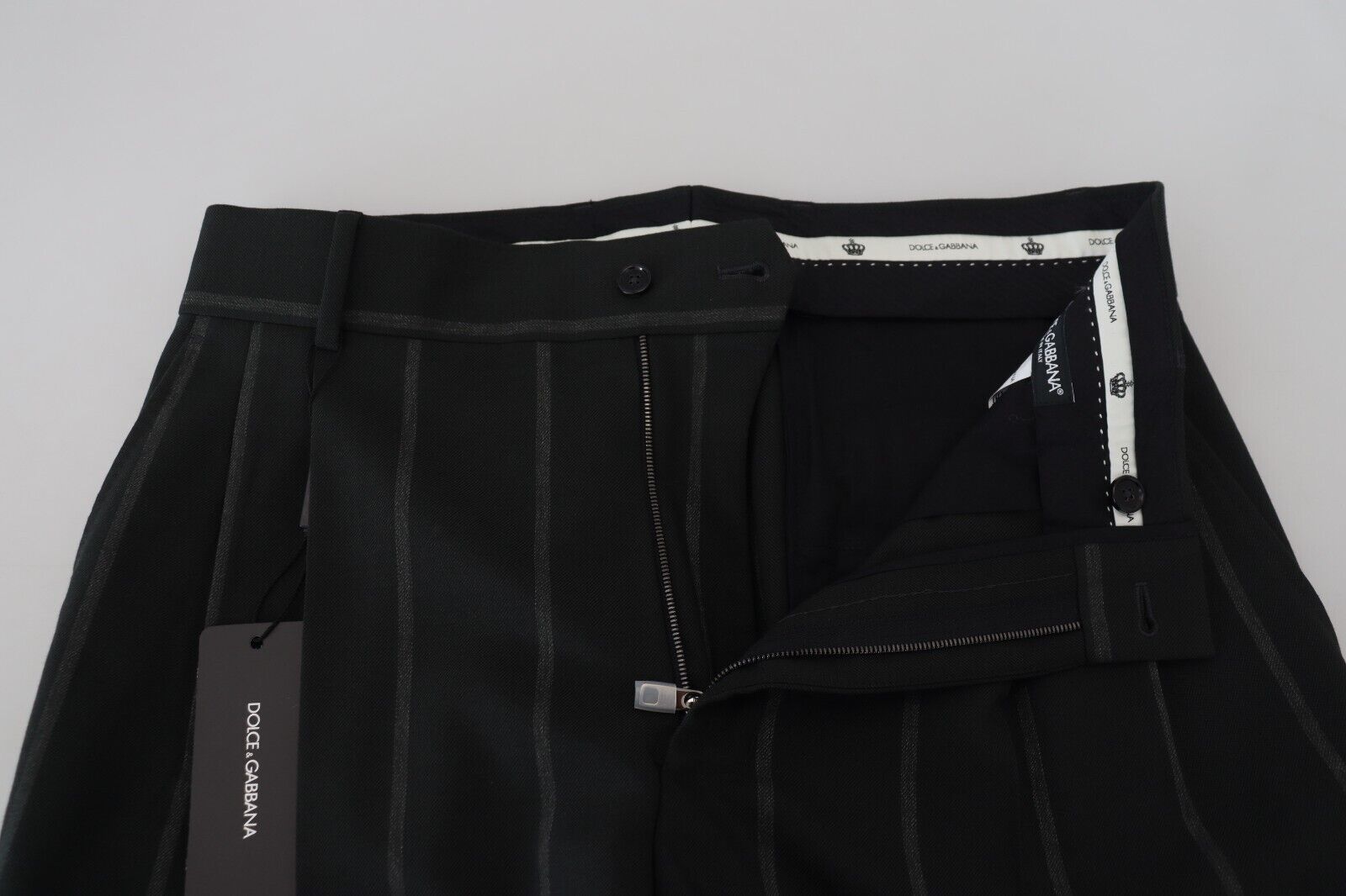 Dolce & Gabbana Black striped men's trousers cotton trousers-5