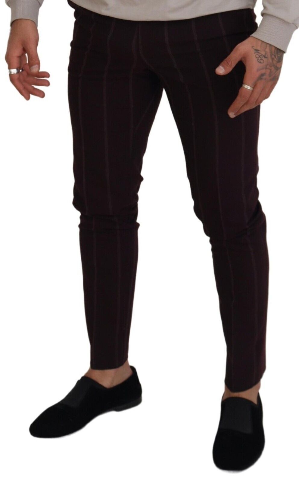 Dolce & Gabbana brown striped men's trousers cotton trousers-4