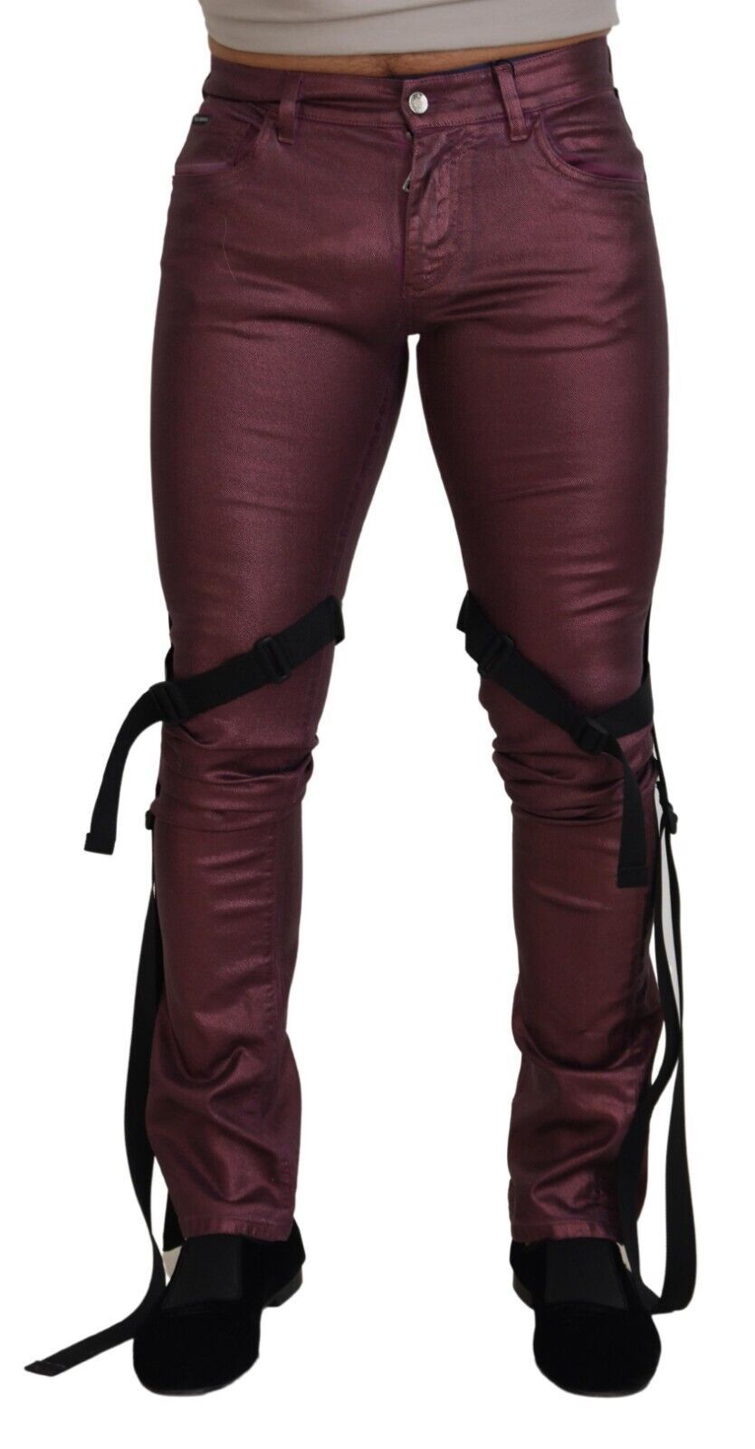 Dolce & Gabbana Magenta Cotton Men's Casual Harness Denim Jeans