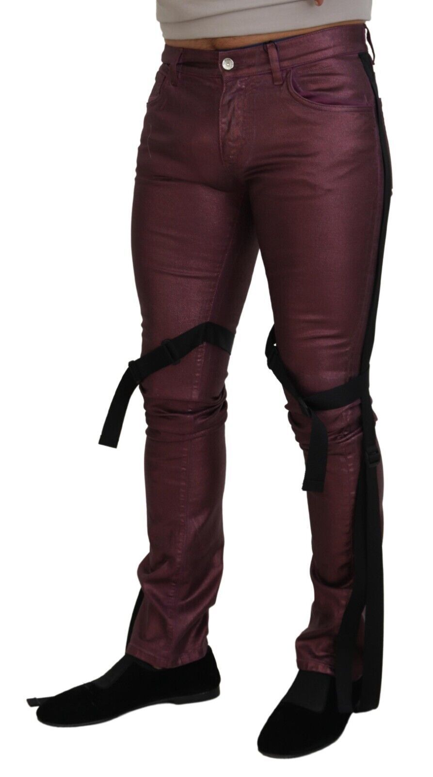Dolce & Gabbana Magenta Cotton Men's Casual Harness Denim Jeans-2