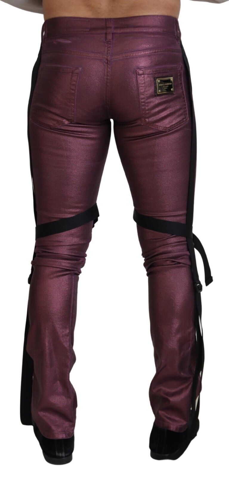Dolce & Gabbana Magenta Cotton Men's Casual Harness Denim Jeans-3