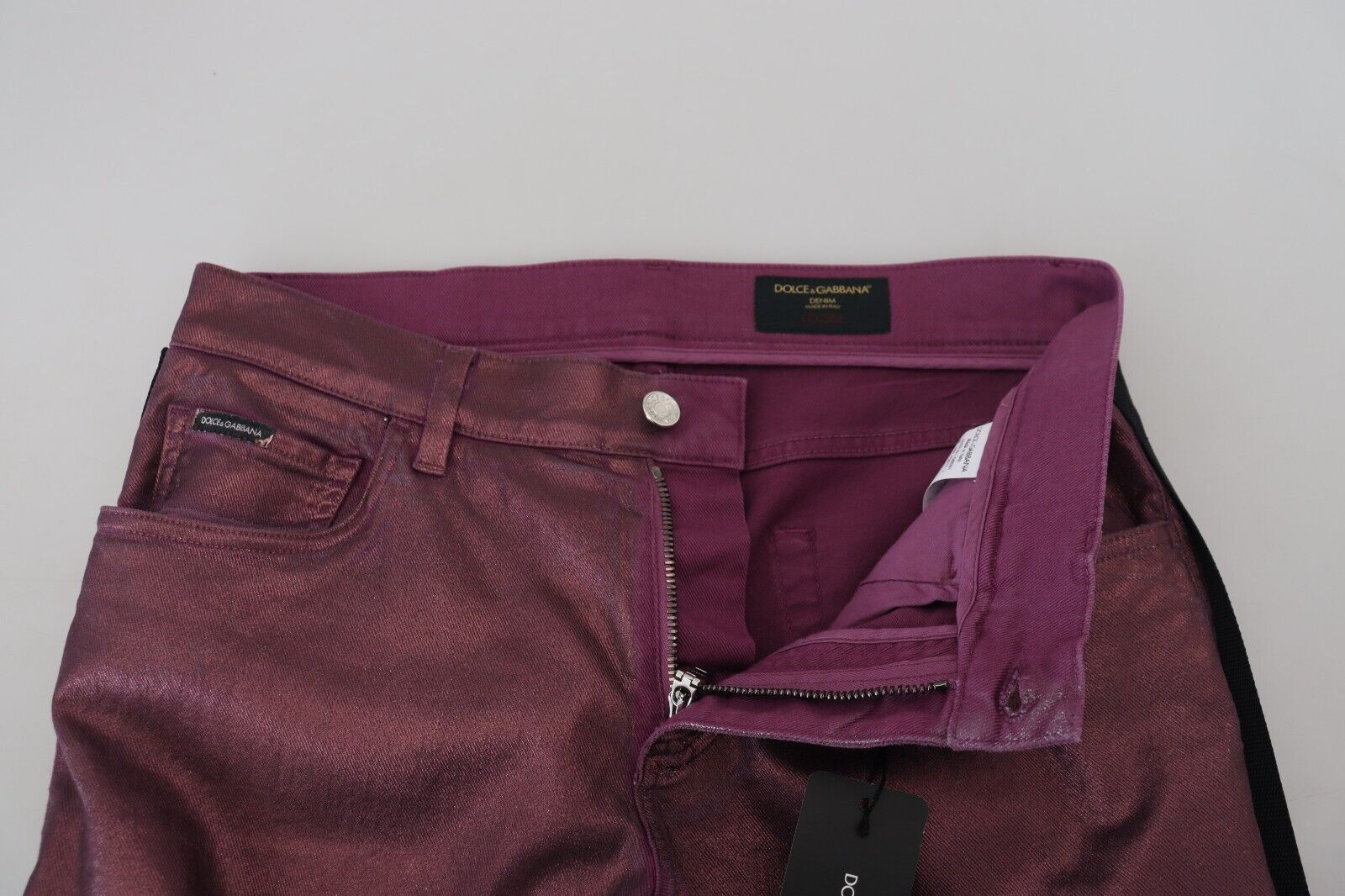 Dolce & Gabbana Magenta Cotton Men's Casual Harness Denim Jeans-5