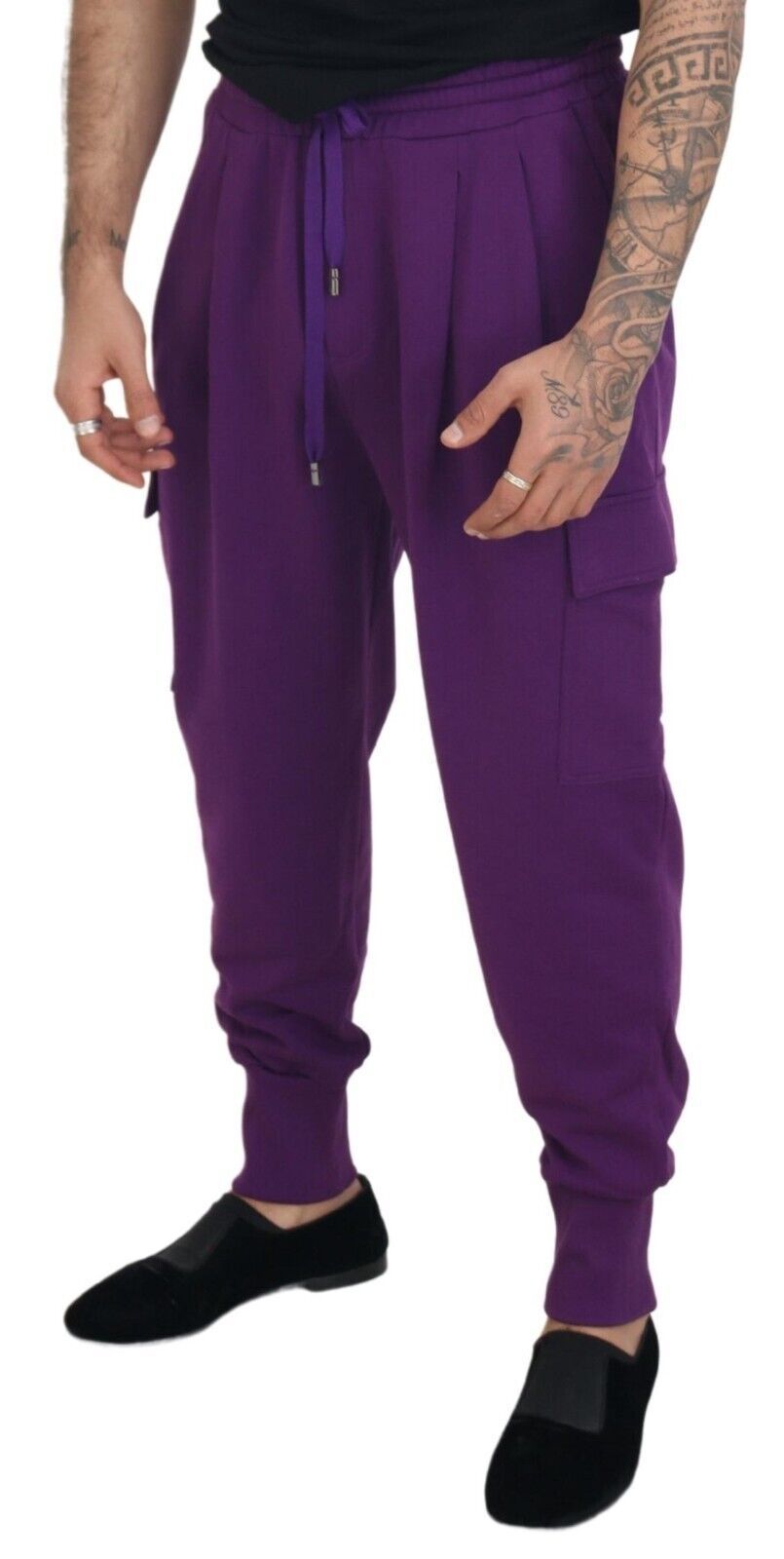 Dolce & Gabbana Purple Cotton Cargo Sweatpants Jogging Pants-4
