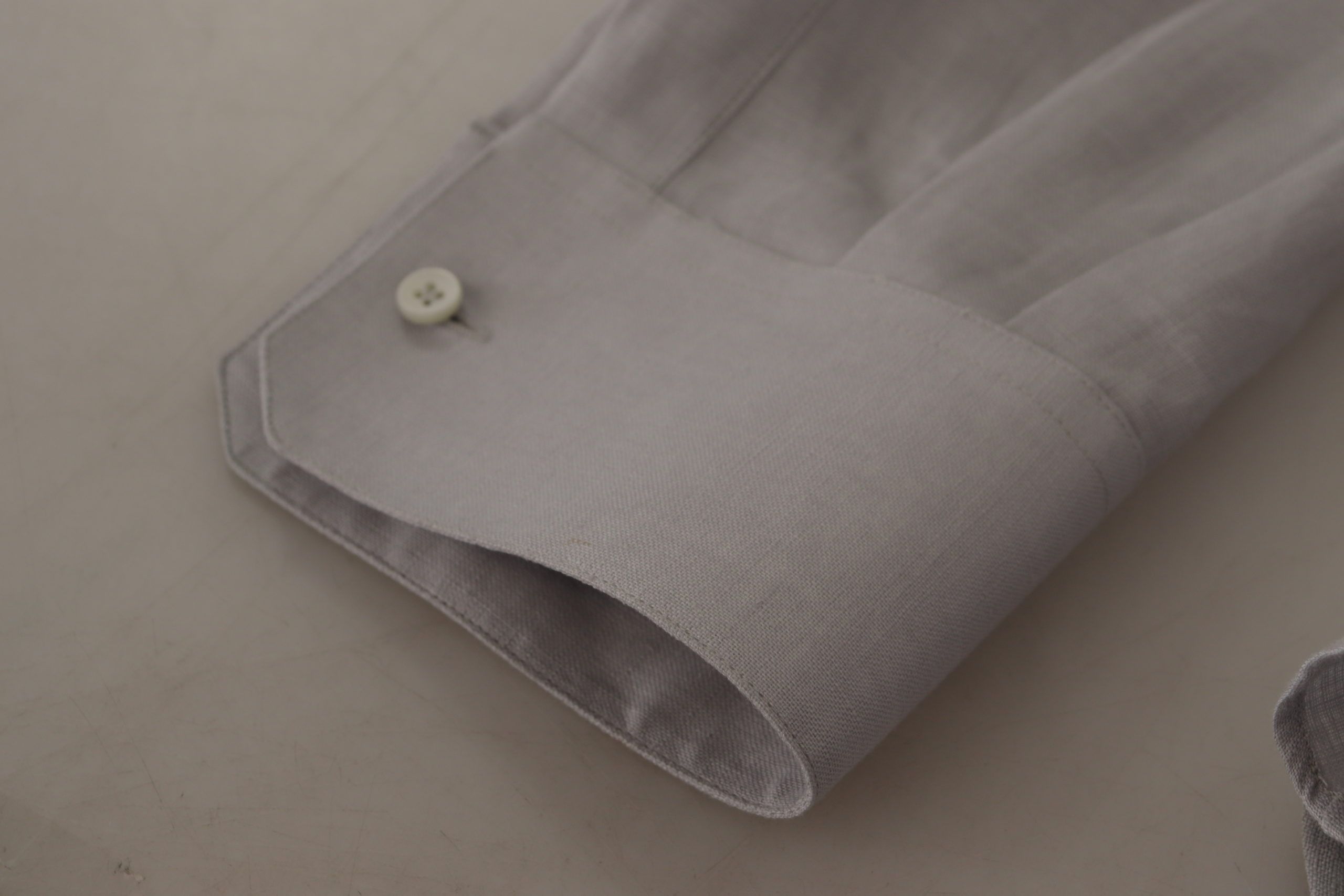 Camisa formal de manga larga de lino gris Dolce & Gabbana ORO-5