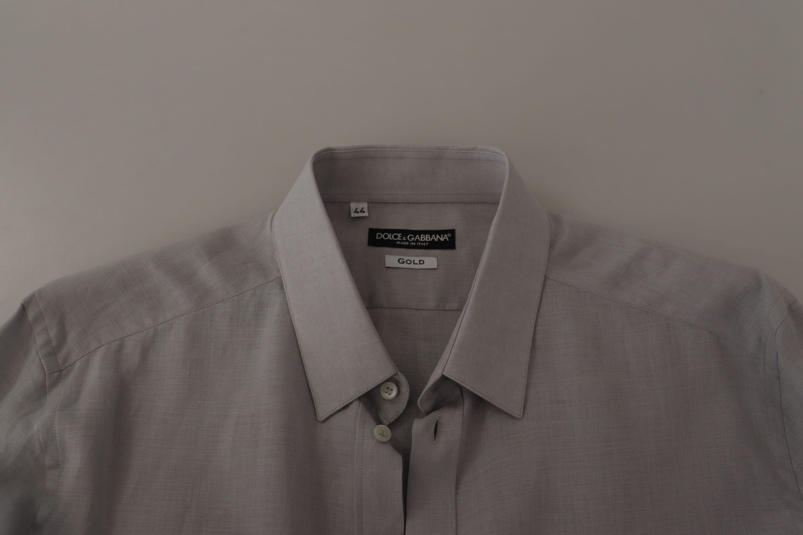 Camisa formal de manga larga de lino gris Dolce & Gabbana ORO-6