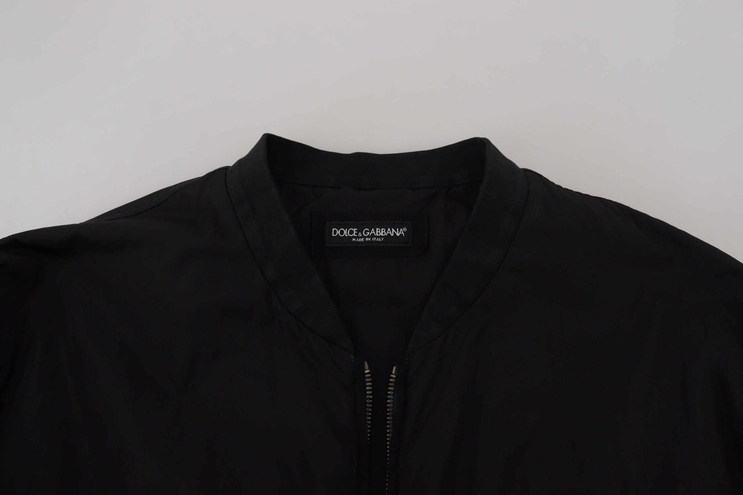 Dolce & Gabbana Black Nylon Logo Bomber Jacket with Zipper-7