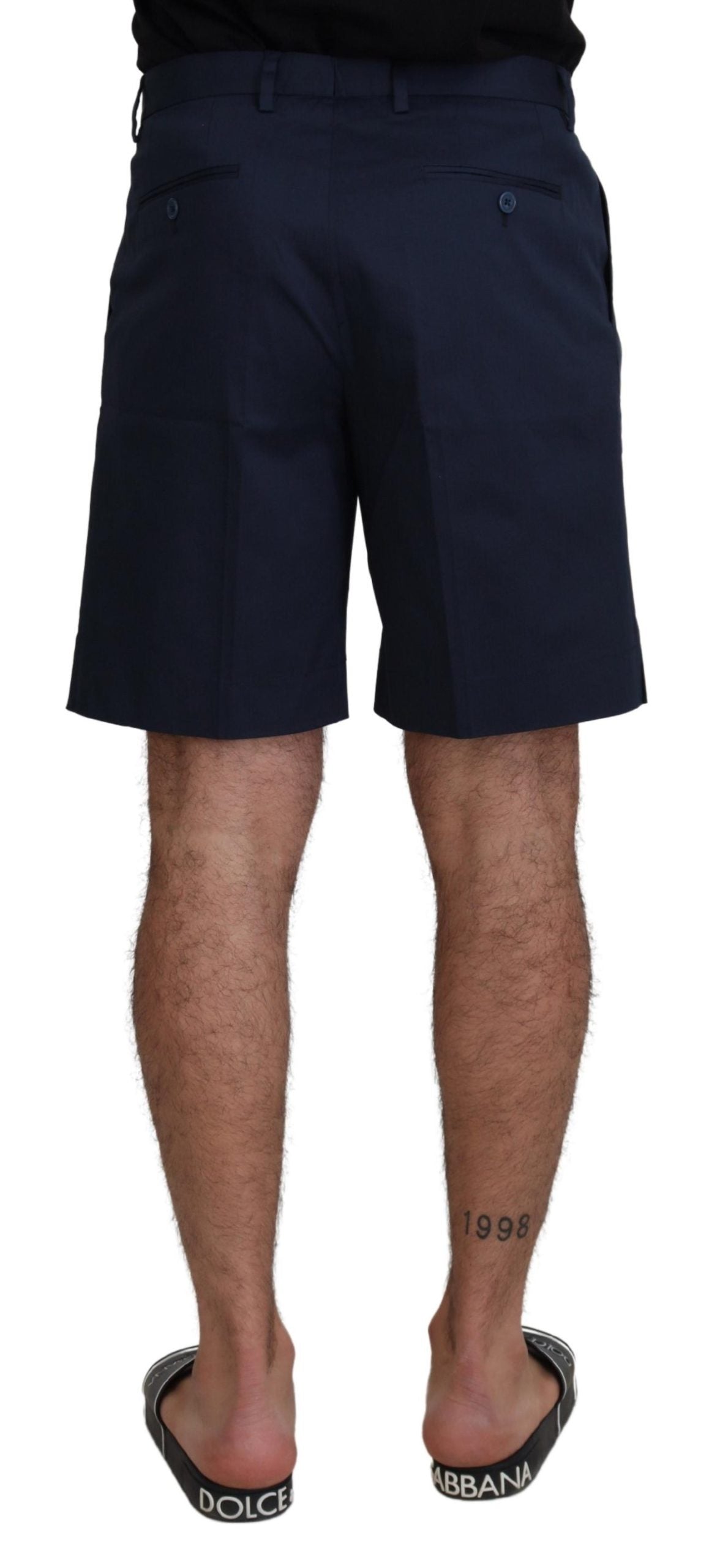 Pantalones cortos casuales de algodón elástico azul Dolce & Gabbana-2