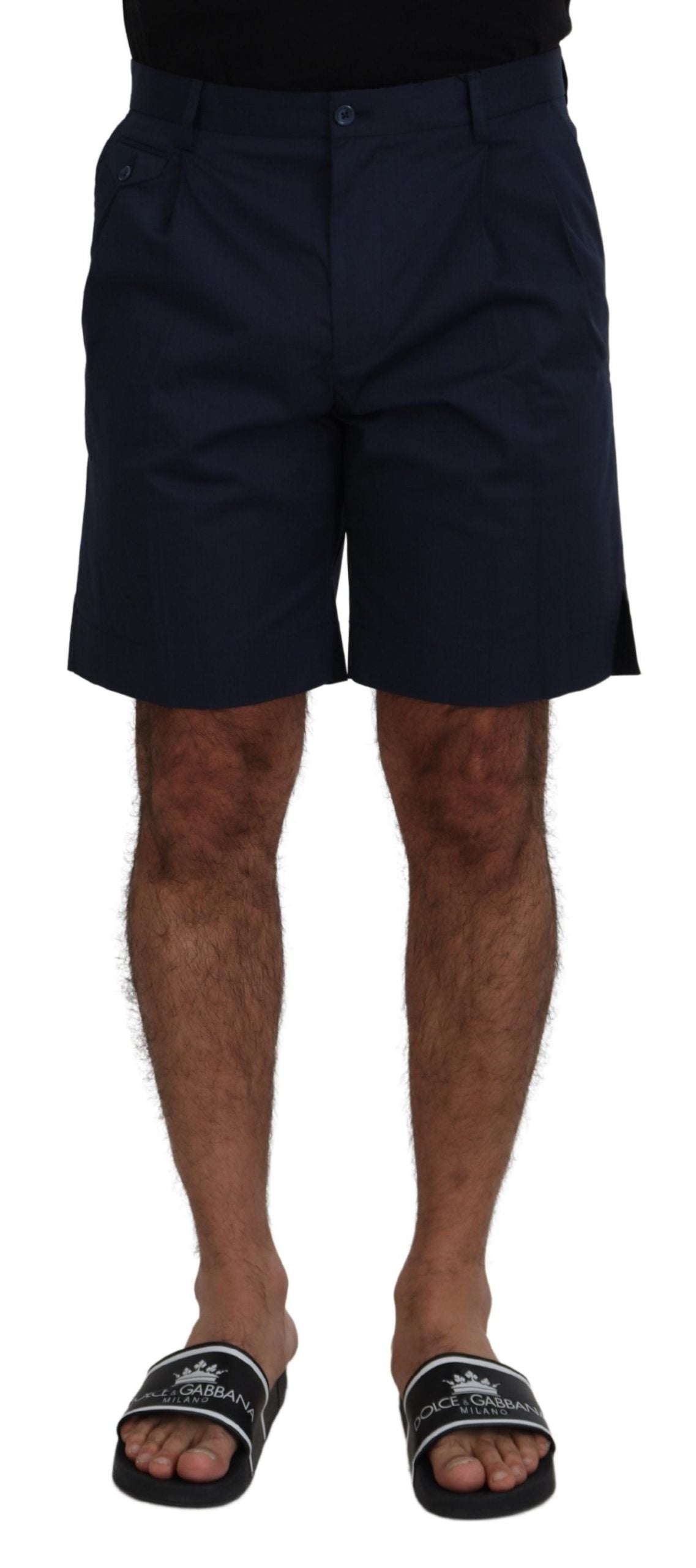 Pantalones cortos casuales de algodón elástico azul Dolce & Gabbana-1