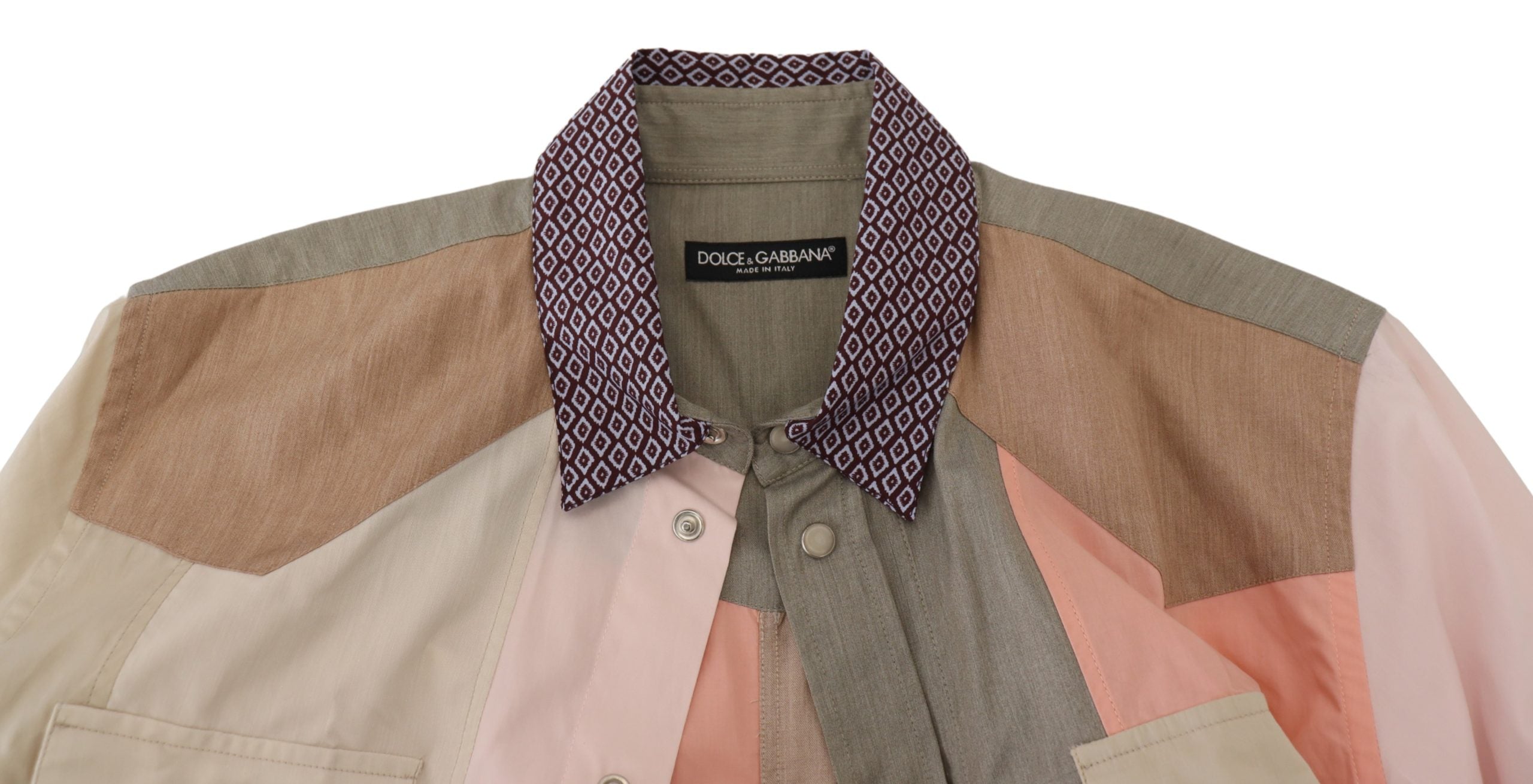 Dolce & Gabbana Schlankes Hemd aus mehrfarbigem Baumwoll-Patchwork-3