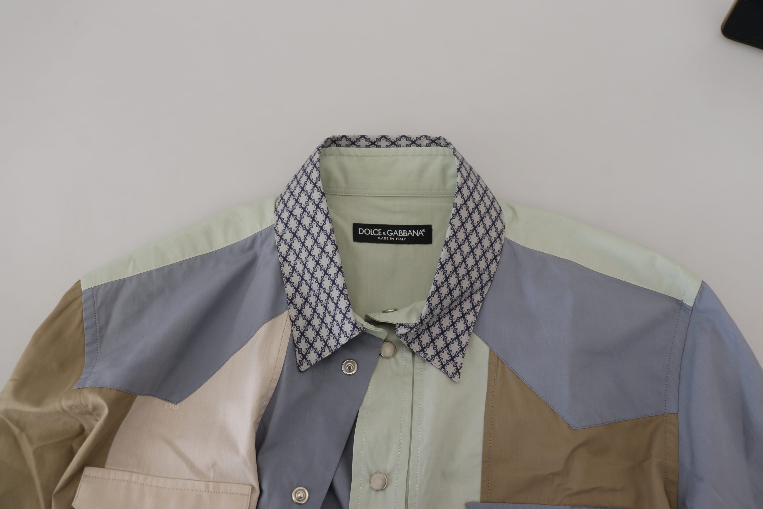 Camisa Dolce & Gabbana slim fit en patchwork de algodón multicolor-6