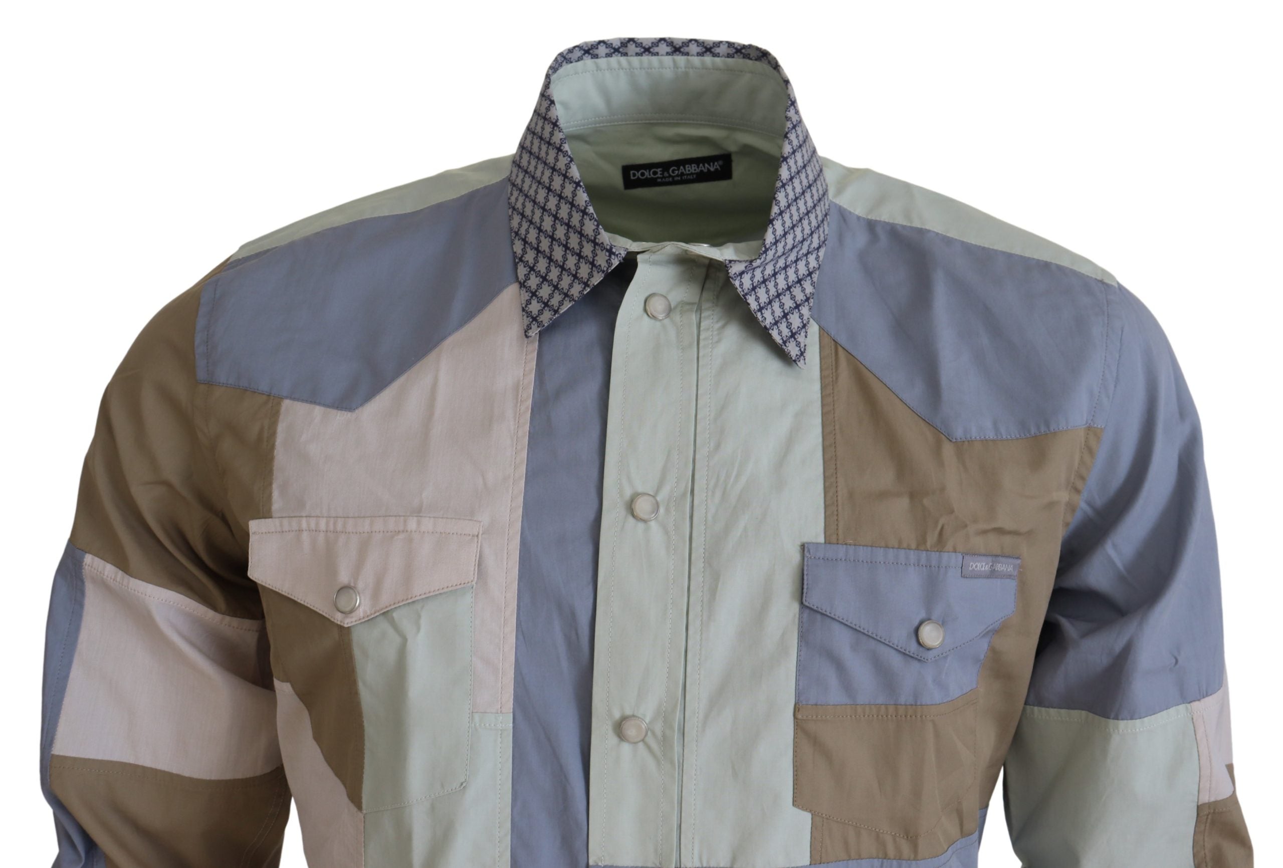 Camisa Dolce & Gabbana slim fit en patchwork de algodón multicolor-2