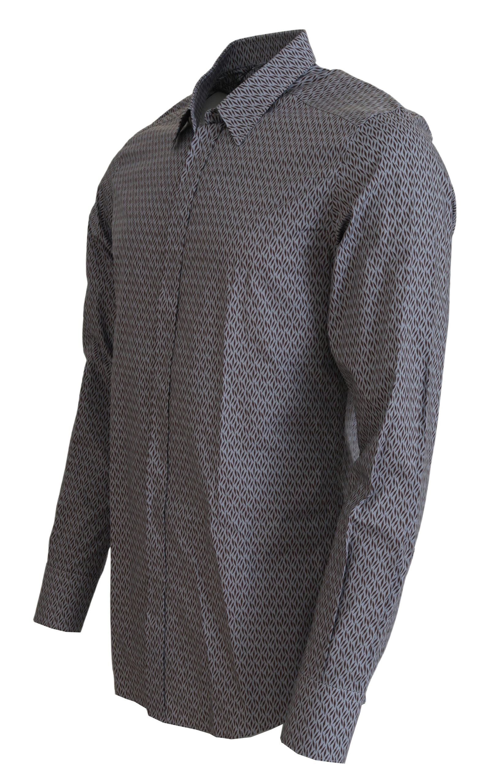 Dolce & Gabbana Grau Braun GOLD Slim Fit Kleid Formales Hemd-4