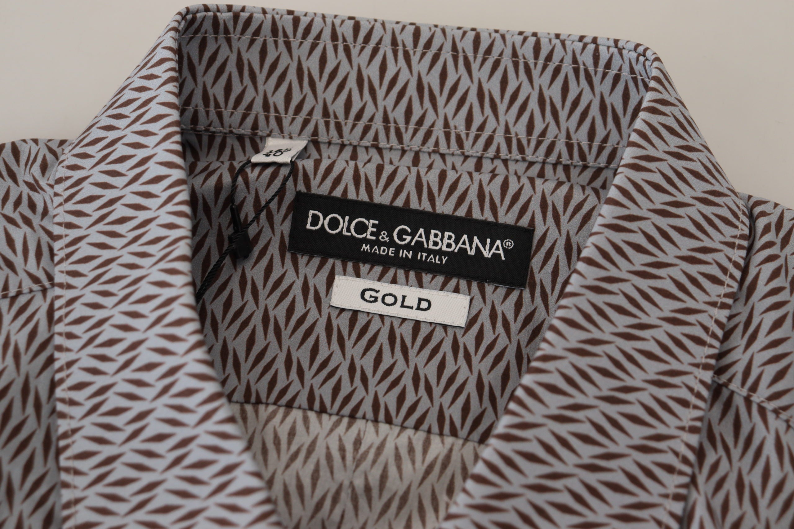 Dolce & Gabbana Grau Braun GOLD Slim Fit Kleid Formales Hemd-6