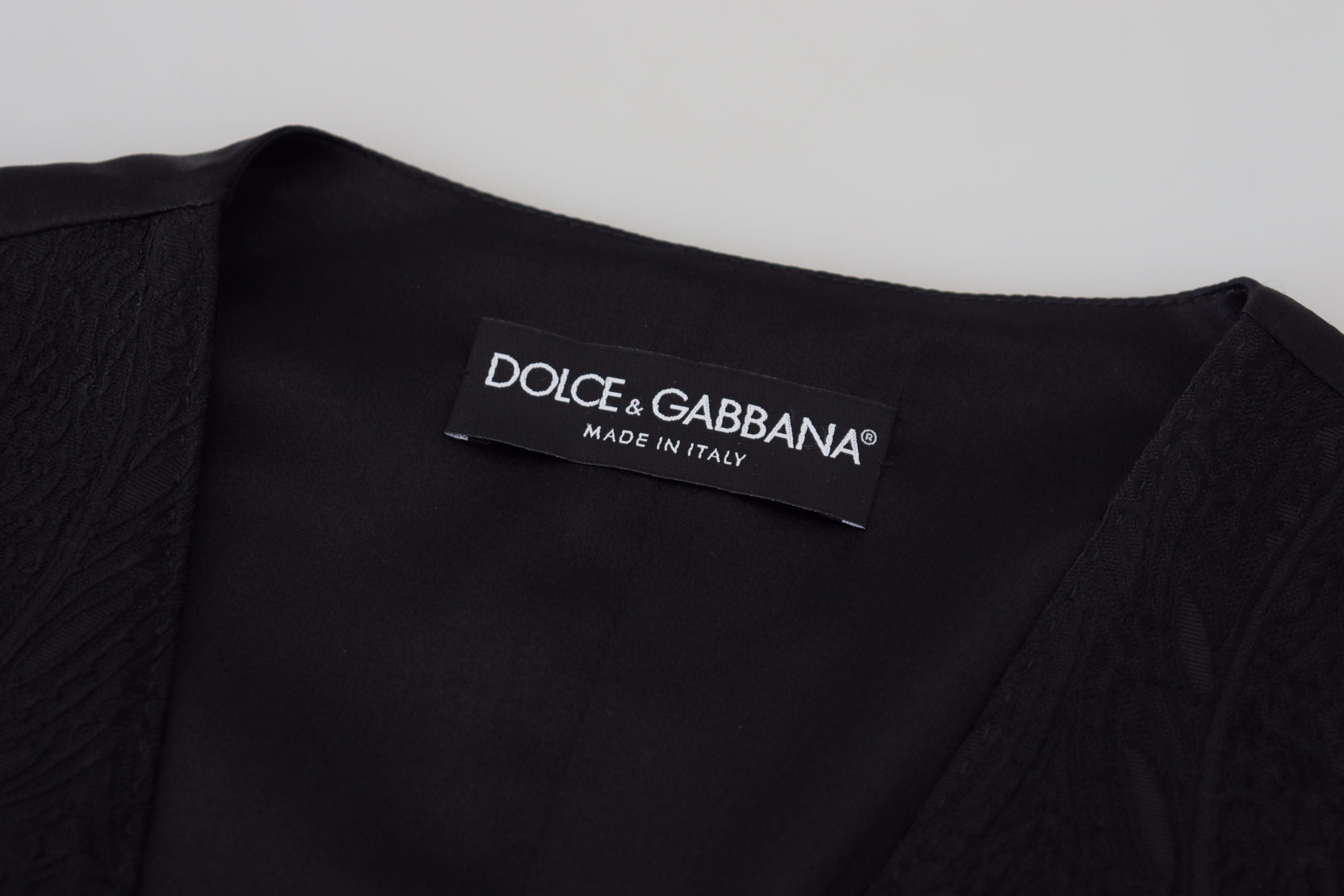 Dolce & Gabbana Black Brocade Button Down Sleeveless Vest-6