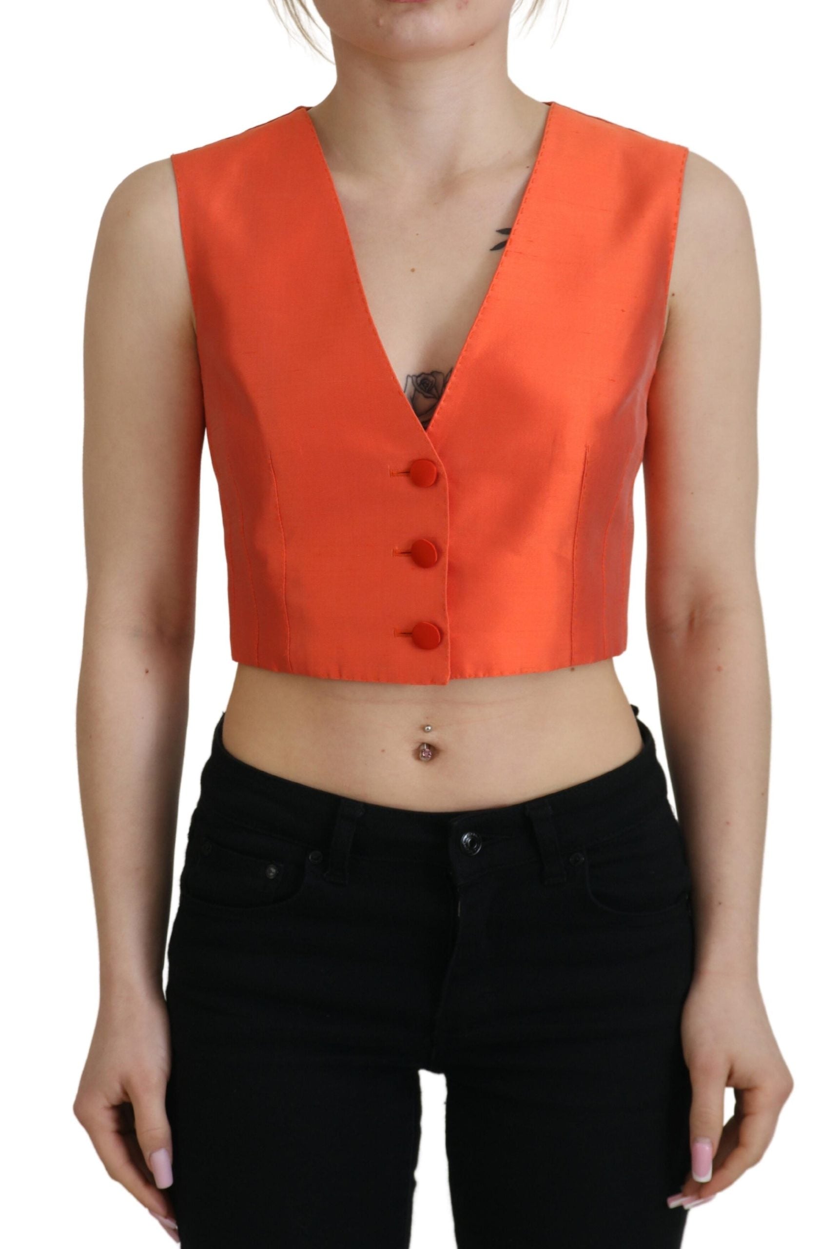 Top corto sin mangas naranja Dolce & Gabbana-1